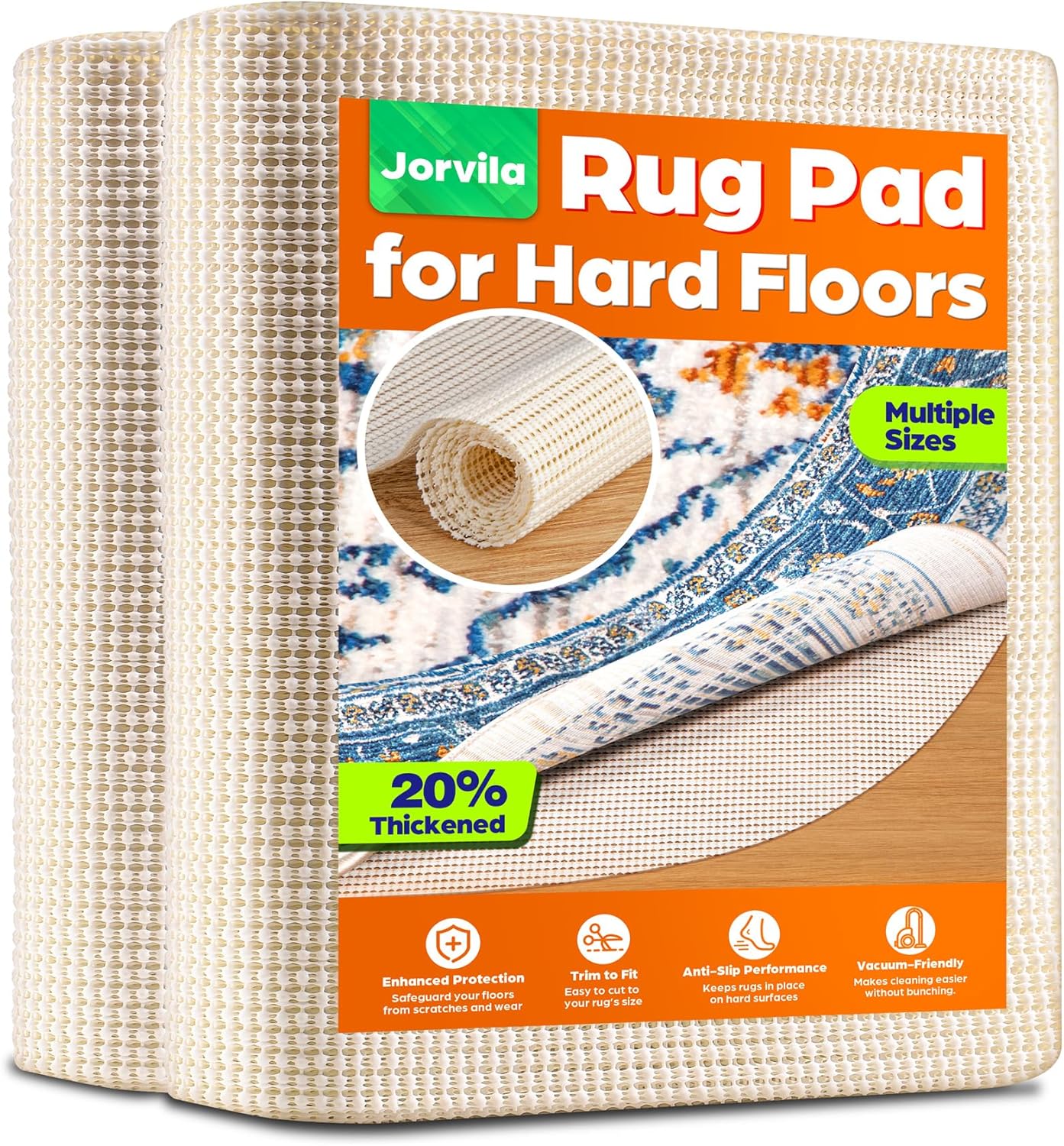 Non-Slip Rug Pad Gripper Round 8 Feet, Anti Skid Mat for Under Area Rugs, Keeps Rugs in Position and Safe, Thick Cushioned Carpet Pad for Hardwood Floors Protection