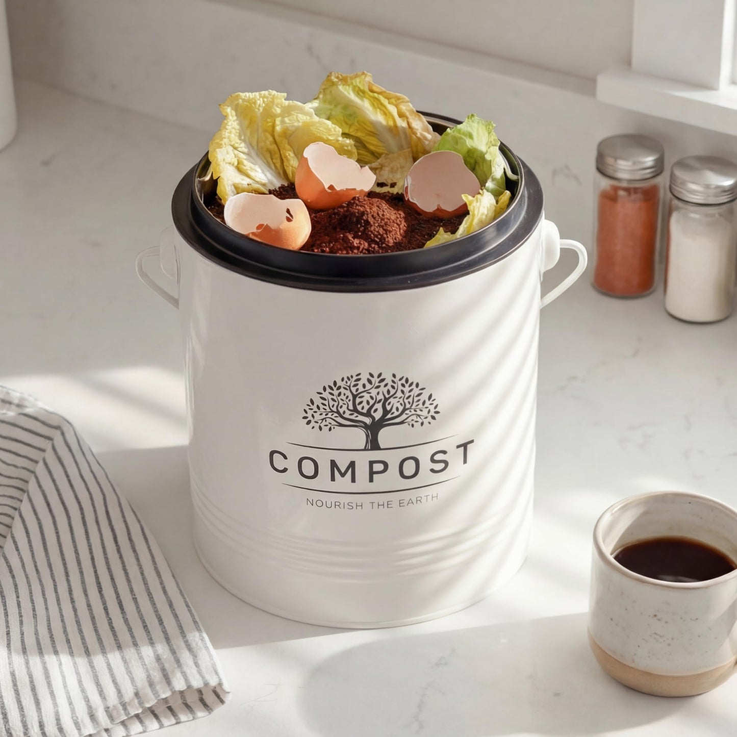 Perfnique 1.3 Gal Kitchen Compost Bin with Lid, Countertop Compost Caddy