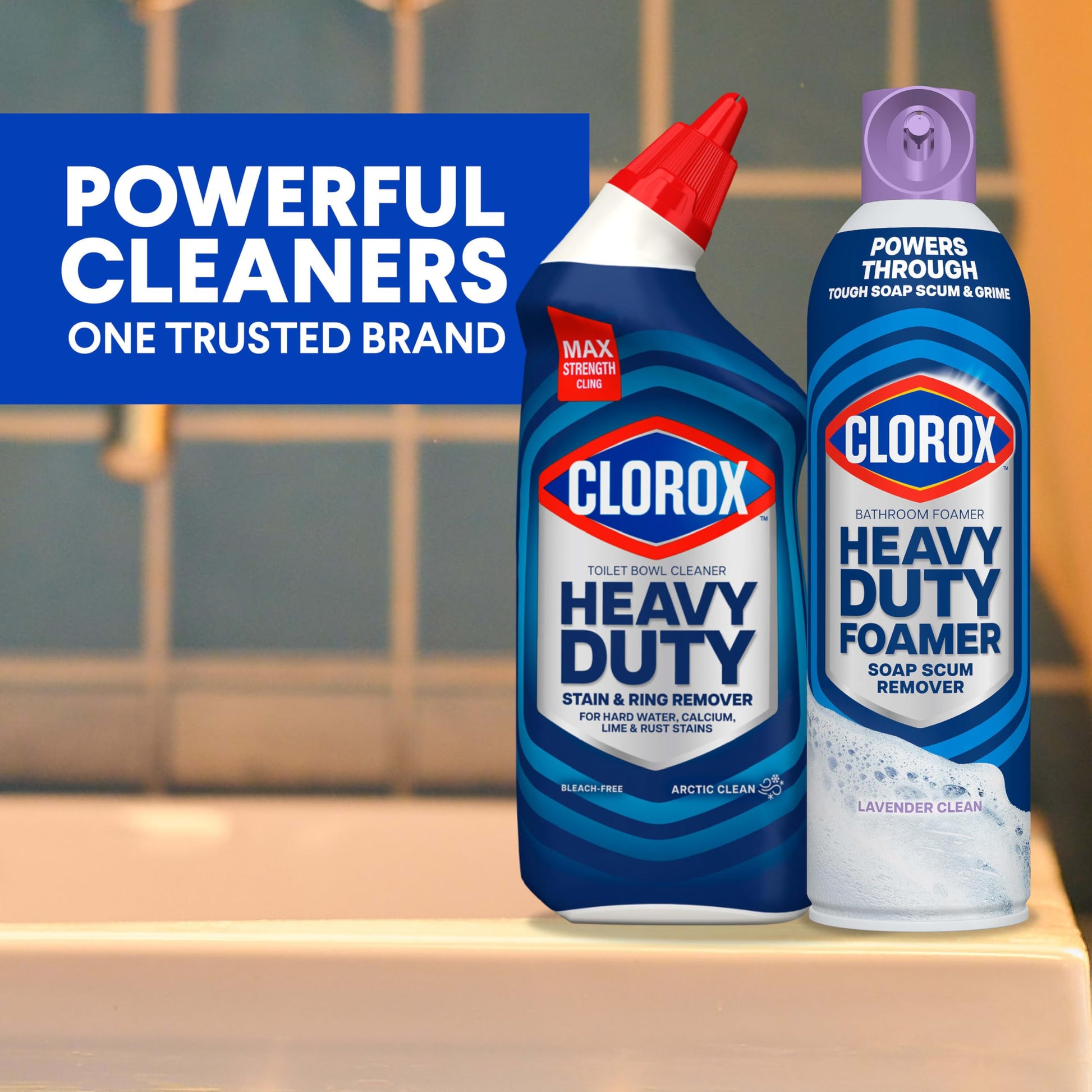 Clorox Toilet Bowl Cleaner Heavy-Duty Gel, Arctic Clean, Bleach-Free Stain Remover, Kills 99.9% of