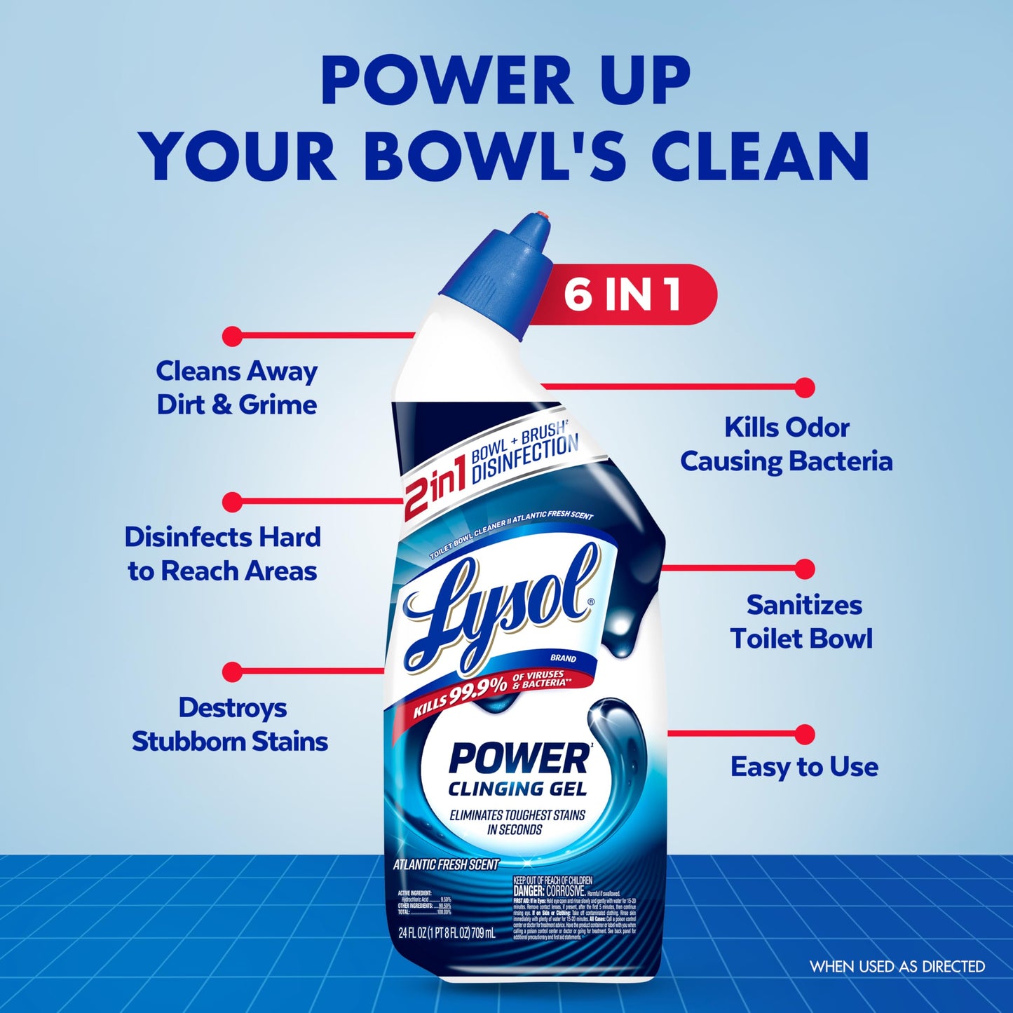 Lysol Toilet Bowl Cleaner, Max Strength Bathroom Cleaning Supplies, Toilet Bowl Cleaner Clinging