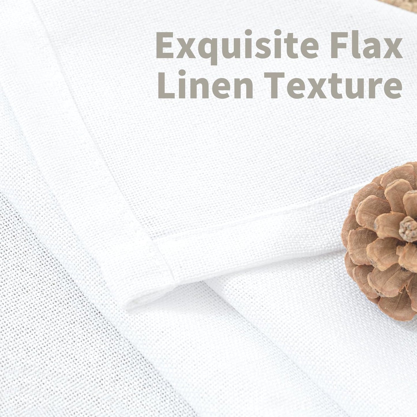 YoungsTex 72 Inch Length White Linen Curtains for Living Room 2 Panels, Rod Pocket Back Tab Semi Sheer Drapes for Light Filtering Window Treatments for Bedroom Dining, 52 X 72 Inch