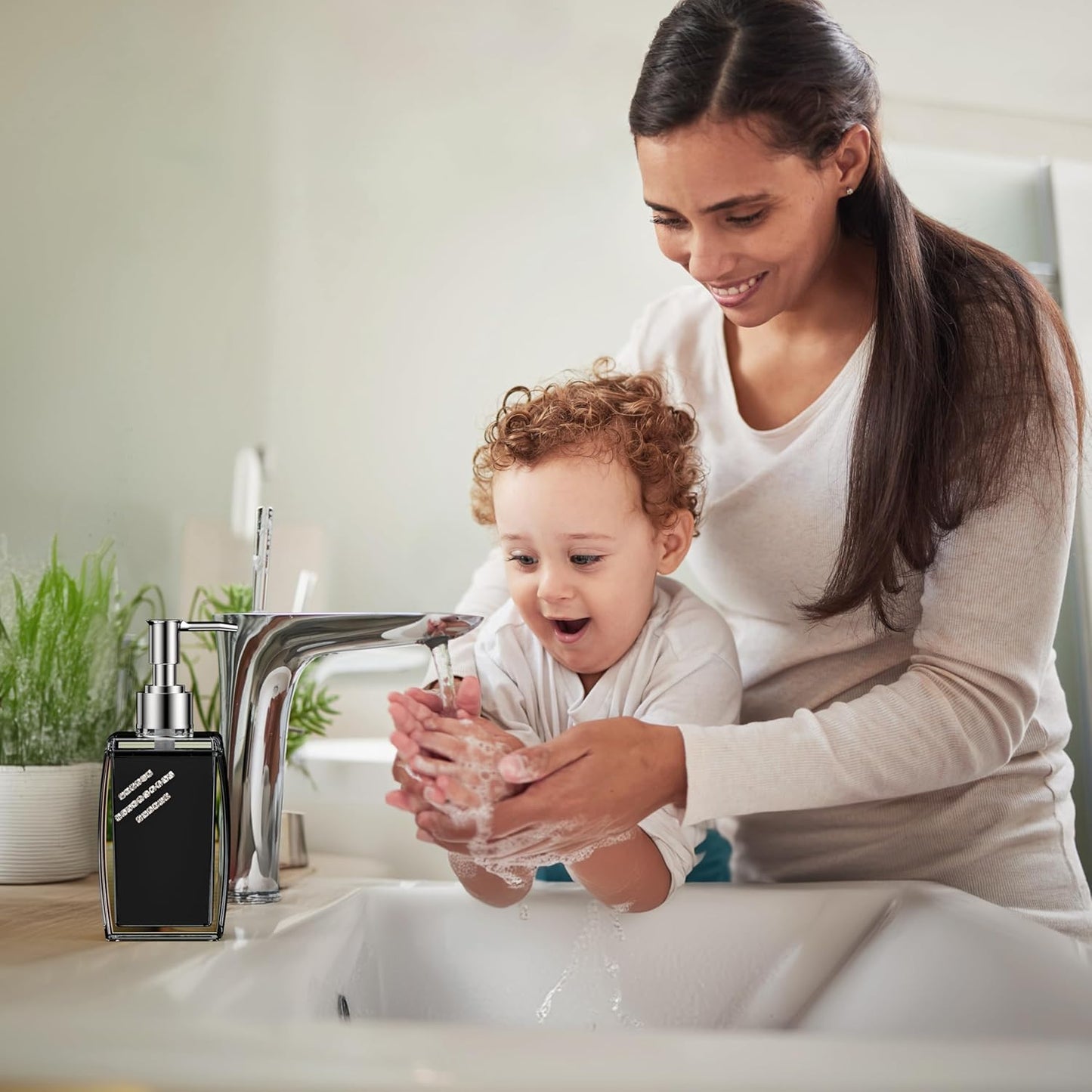 Pink Soap Dispenser with Refillable Plastic Pump for Bathroom Sink or Kitchen Counter, Ideal for Hand Soap, Liquid Soap, Dish Soap, or Lotion Use