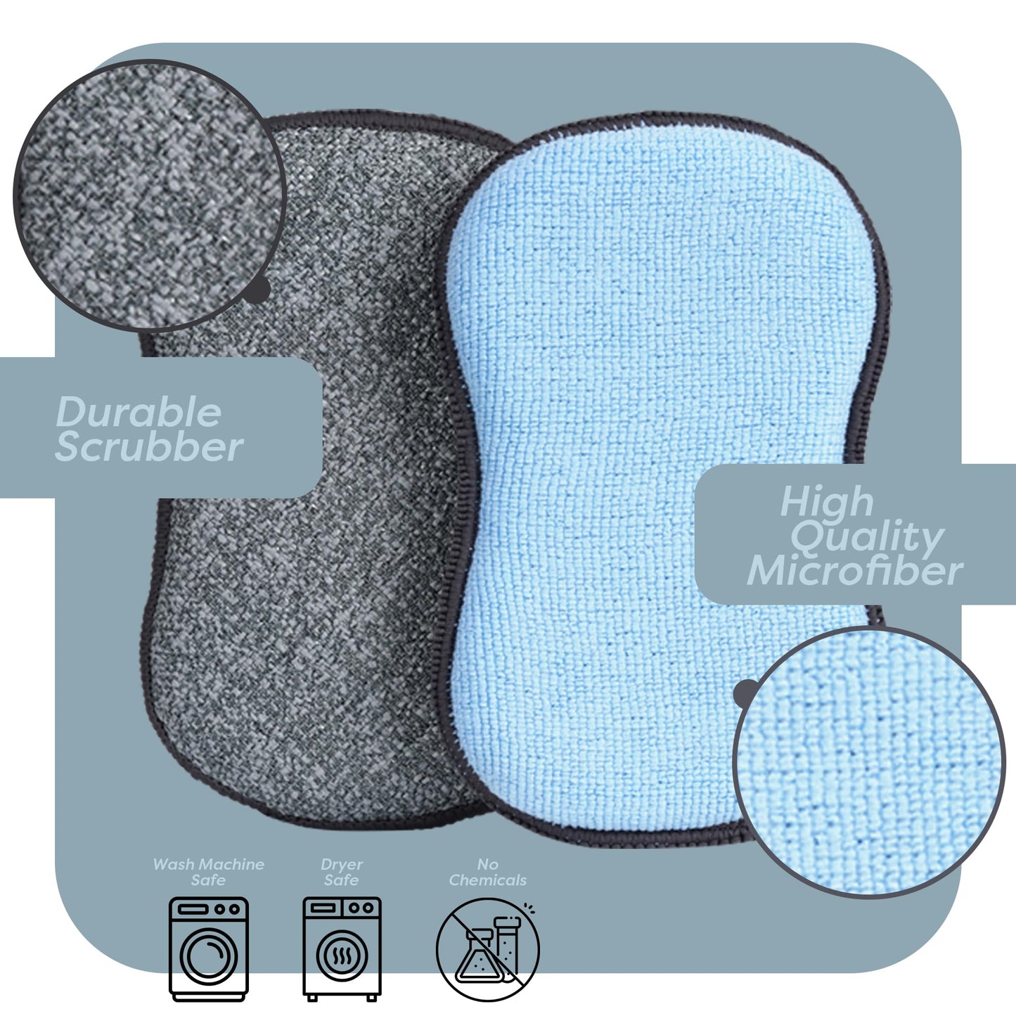 Multi-Purpose Sponges Kitchen By Scrub-it - Non-Scratch Microfiber sponges for Cleaning, Along with