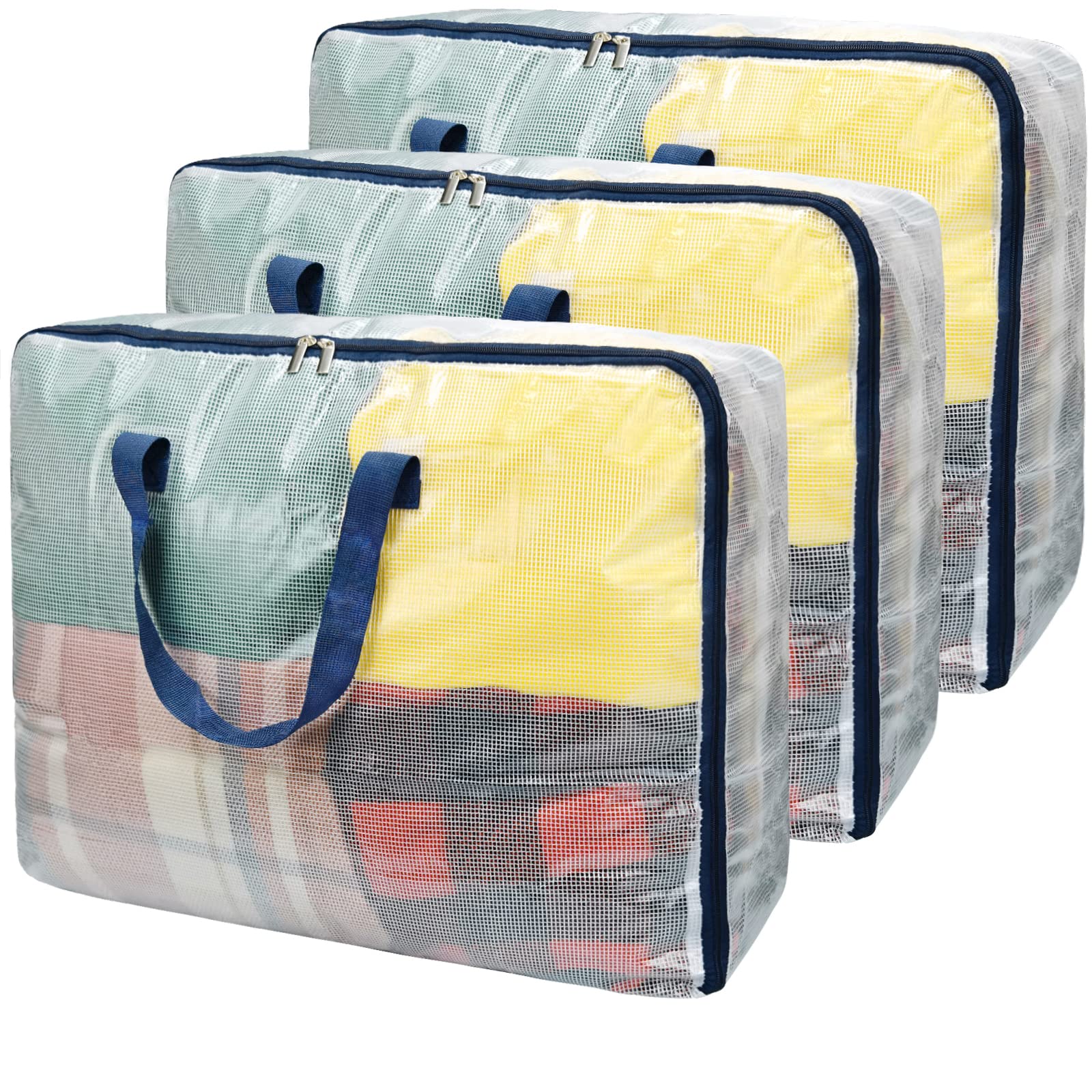 Ineetatu Clear Storage Bags with Zipper, 75L Extra Large Capacity - Closet, Underbed Storage