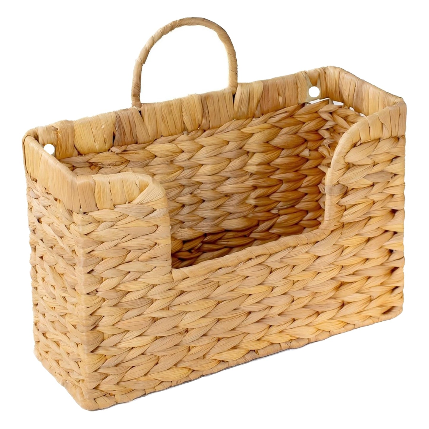 Magazine Holder Wall Basket Water Hyacinth Woven Mail Organizer, Wicker Wall Hanging Baskets for