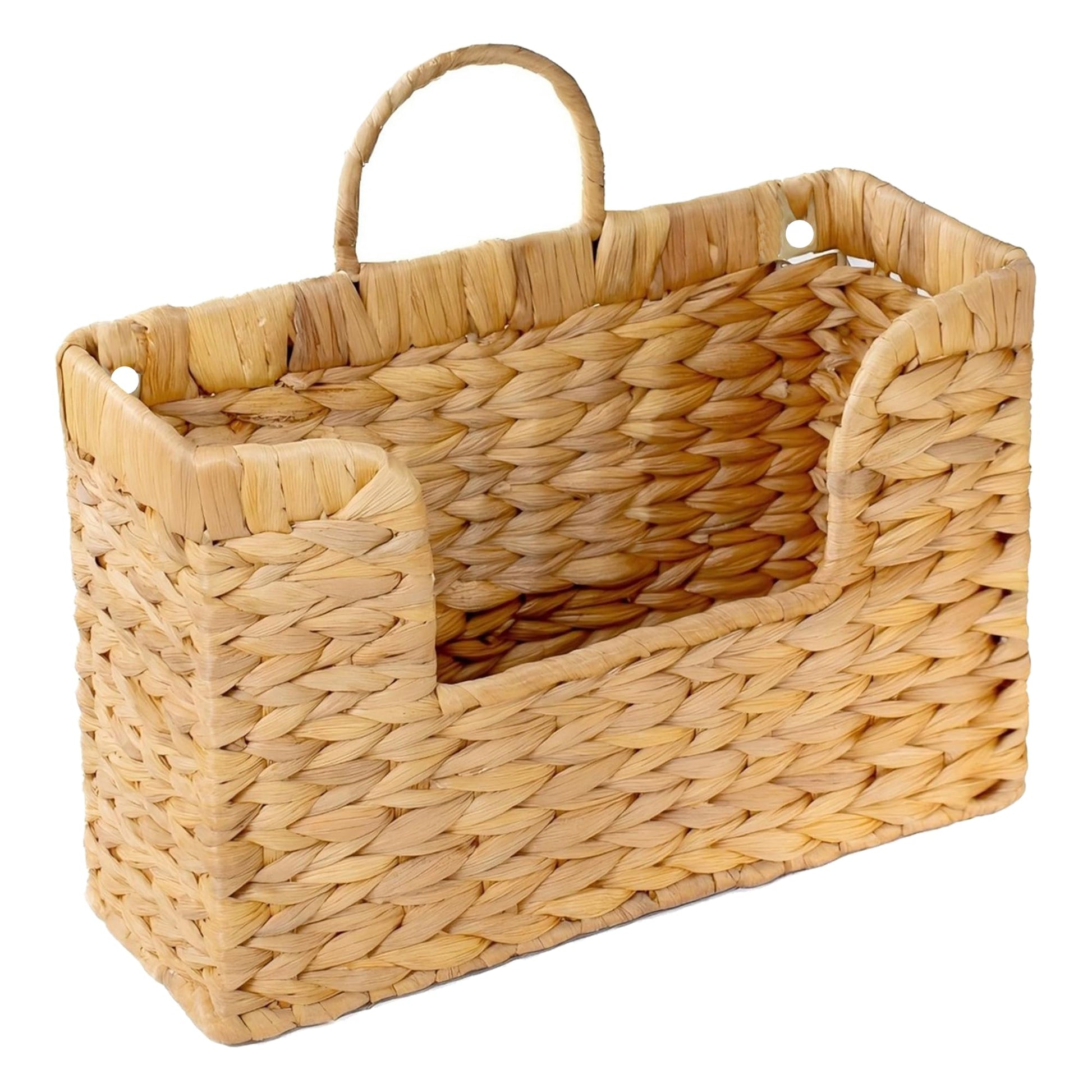 Magazine Holder Wall Basket Water Hyacinth Woven Mail Organizer, Wicker Wall Hanging Baskets for