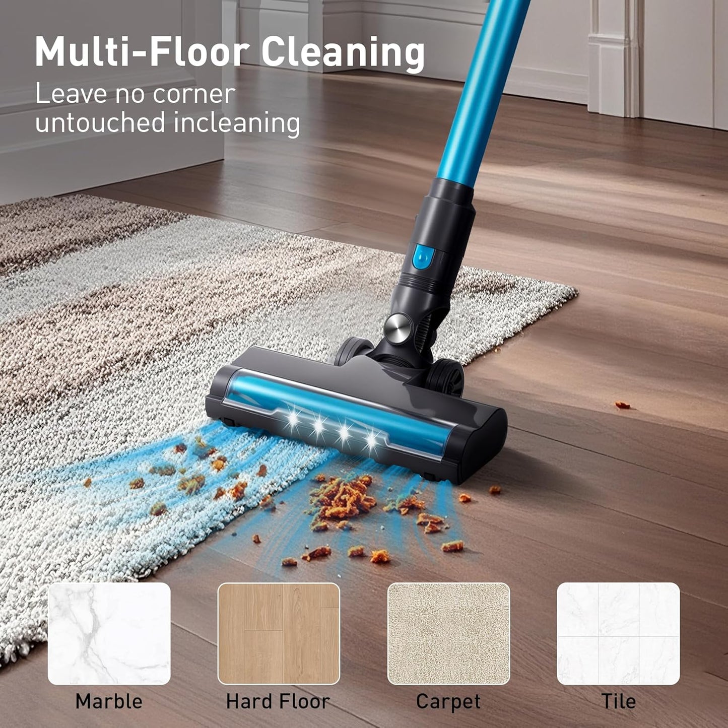 250W 25KPa Suction Cordless Vacuum Cleaner, 6-in-1 Lightweight Stick Vacuum with LED Display, 45 Mins Runtime for Hard Floor, Carpet, Pet Hair, Car Cleaning