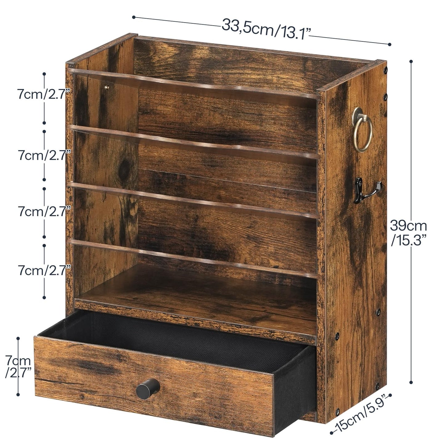 HOOBRO Wall File Organizer, Mail Organizer Wall Mounted, Wooden Literature Organizer, Construction