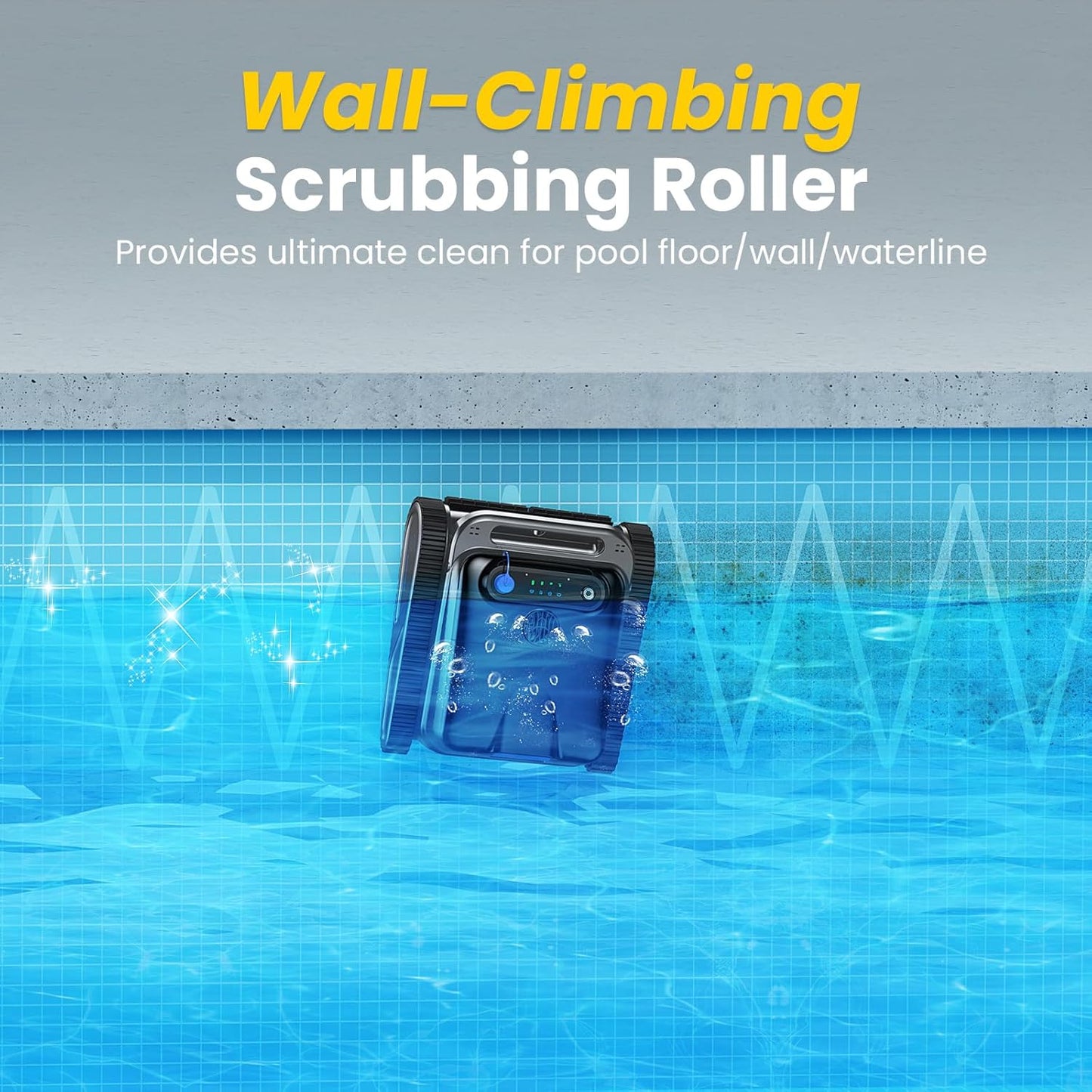 Y50S Robotic Pool Cleaner, Upgraded Motor, Powerful Wall-Climbing with Scrubber Brushes, Smart Path Navigation, Cordless Pool Vacuum for Inground Pools up to 2000 Sq.ft (Night)