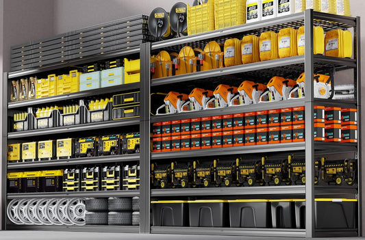 65" W Garage Shelving Heavy Duty, 6 Tier Garage Shelves, Adjustable Storage Shelving Unit