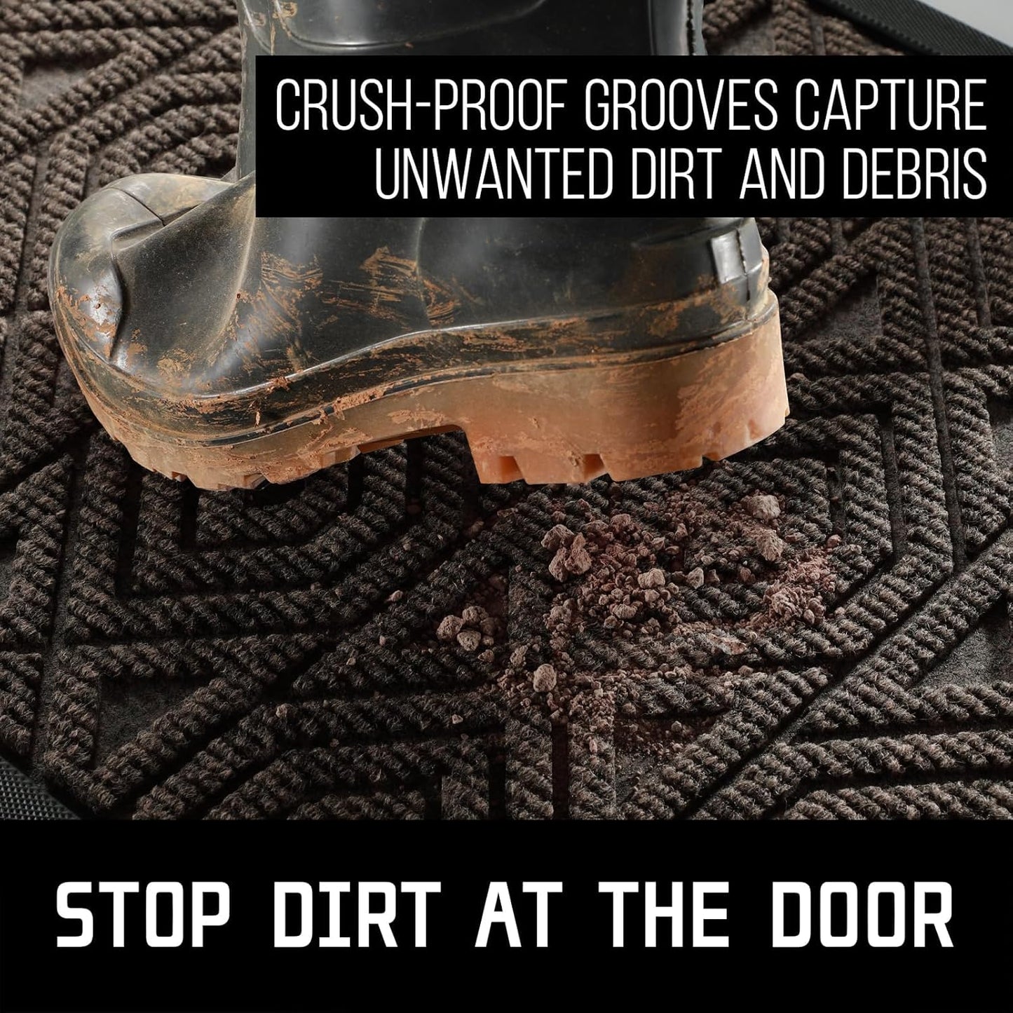 Yimobra Door Mat, Outdoor Indoor Entrance Welcome Mat, Heavy Entry Front Door Mat, Stain & Fade Resistant, Low Profile, Sturdy Rubber, Easy Clean Patio Floor Mat, Waterproof, 47 x 24, Brown