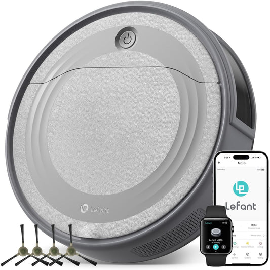 Lefant M310 Robot Vacuum Cleaner– 4500Pa Suction, Ultra-Slim & Quiet, PreciSense Obstacle Avoidance, WiFi/App/Voice Control, 160-Min Runtime, Self-Charging – Ideal for Pet Hair & Hard Floors (Gray)