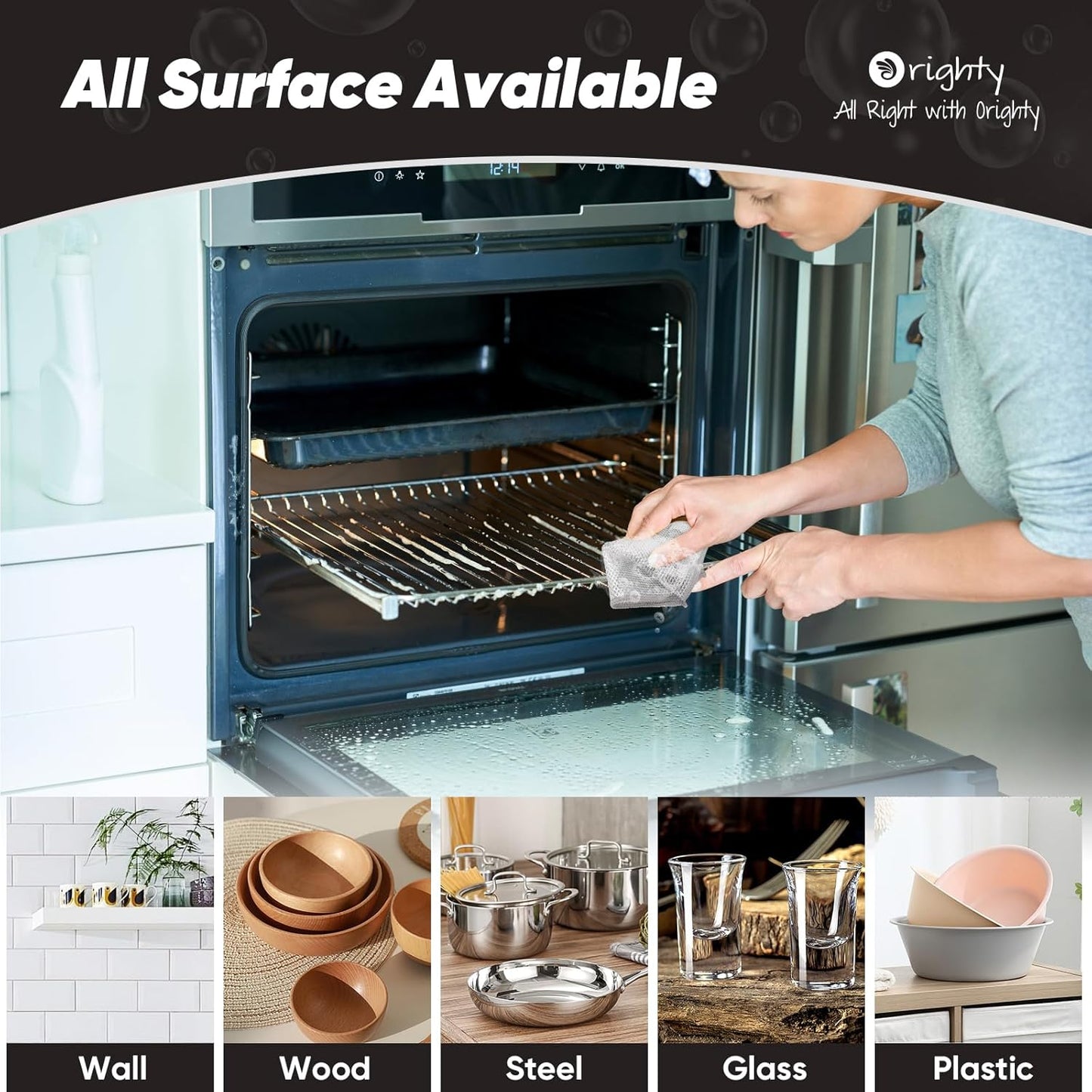 Orighty 12 Pcs Multipurpose Wire Dishwashing Rag, Non-Scratch Wire Dish Cleaning Cloths for Wet and Dry, Reusable Steel Scrubber for Kitchen, Powerful Dishcloth Rag for Cookware, Dish, Stove-7"x8"