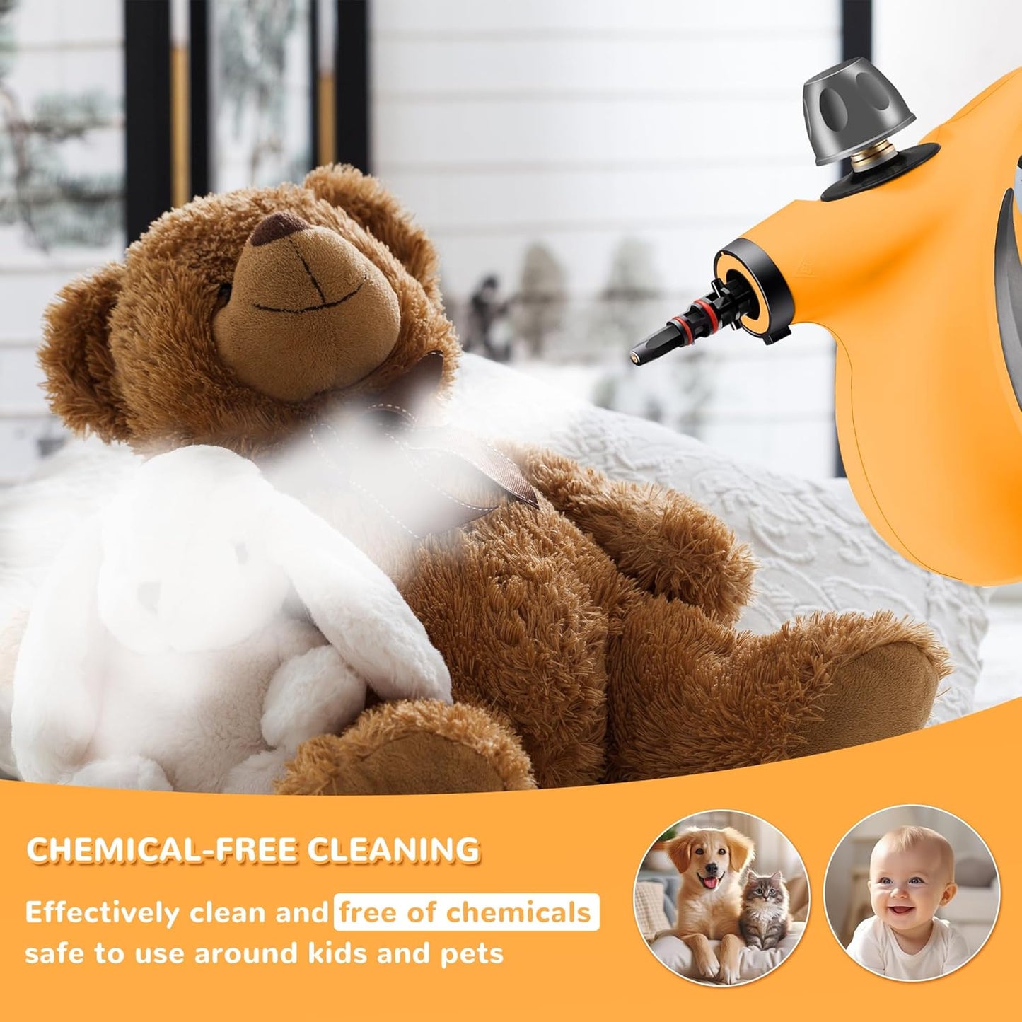 Spurgehom Handheld Steam Cleaner, Portable Steamer with Large Capacity,11-Piece Accessory Set for Cleaning