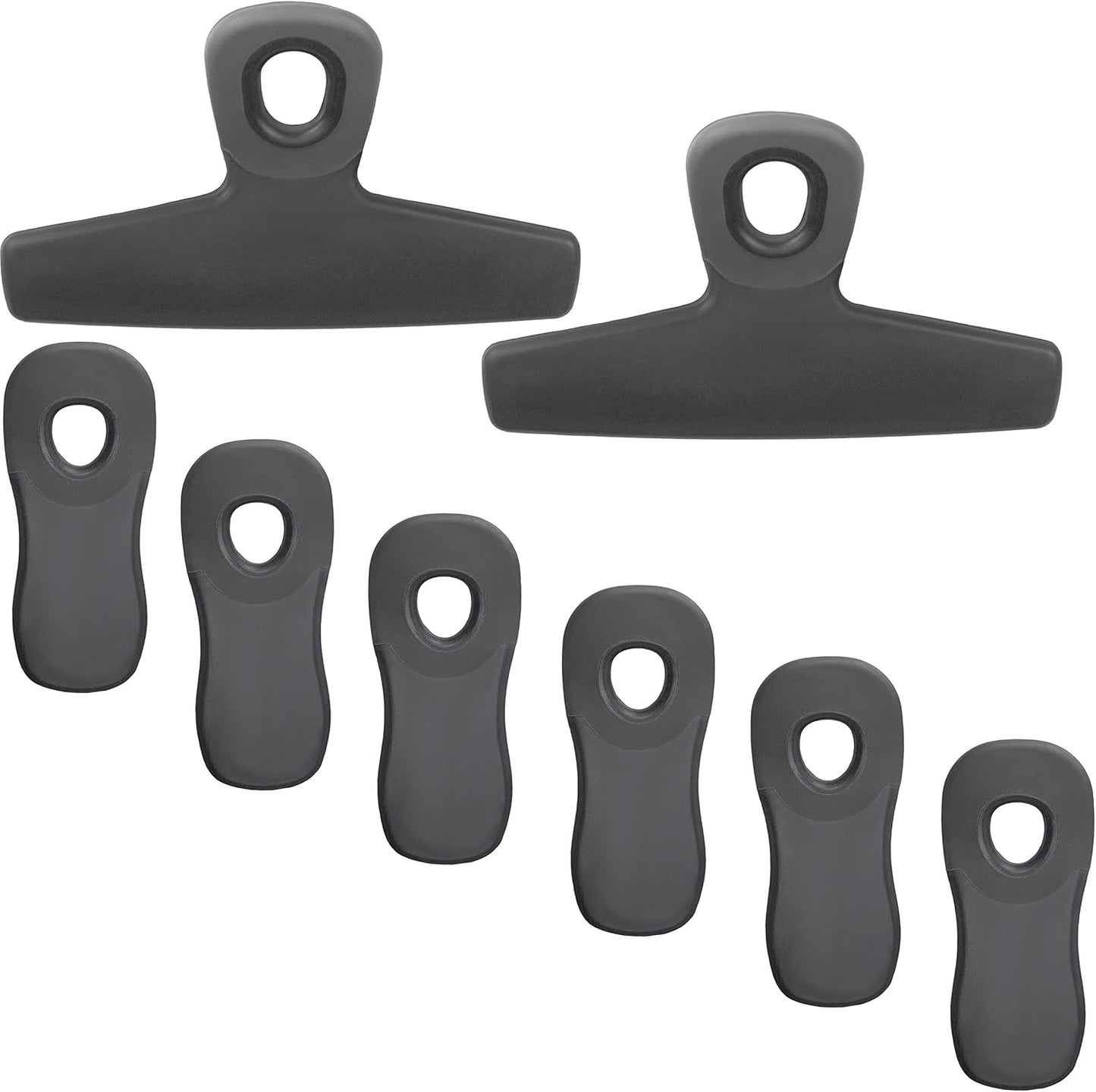 COOK WITH COLOR Bag Clips, Heavy Duty Chip Clip and Refrigerator Magnet Clips for Food Storage with Air Tight Seal Grip for Snack Bags and Food Bags (Grey, Pack of 8)