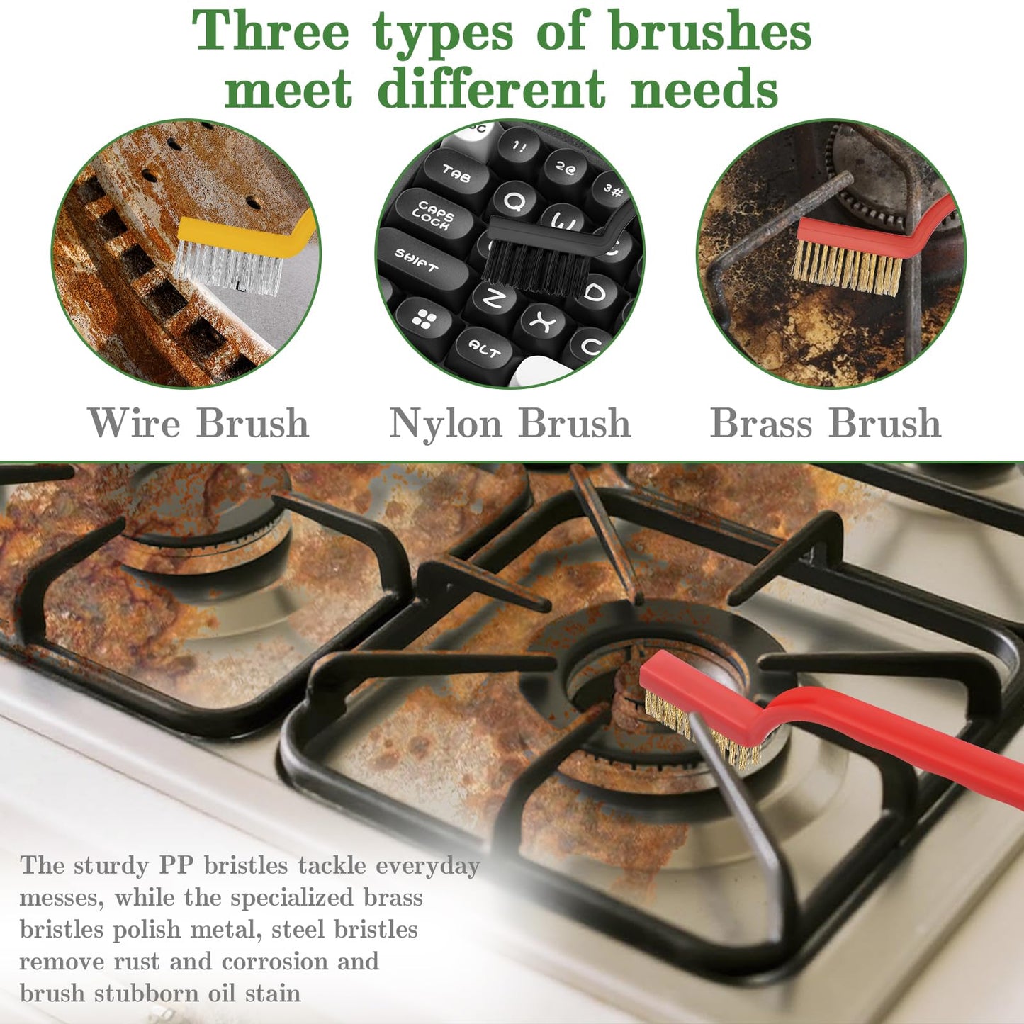 15pcs Crevice Cleaning Brush, Hard Bristle Scrub Brushes Tools, Multifunctional Grout Brush for