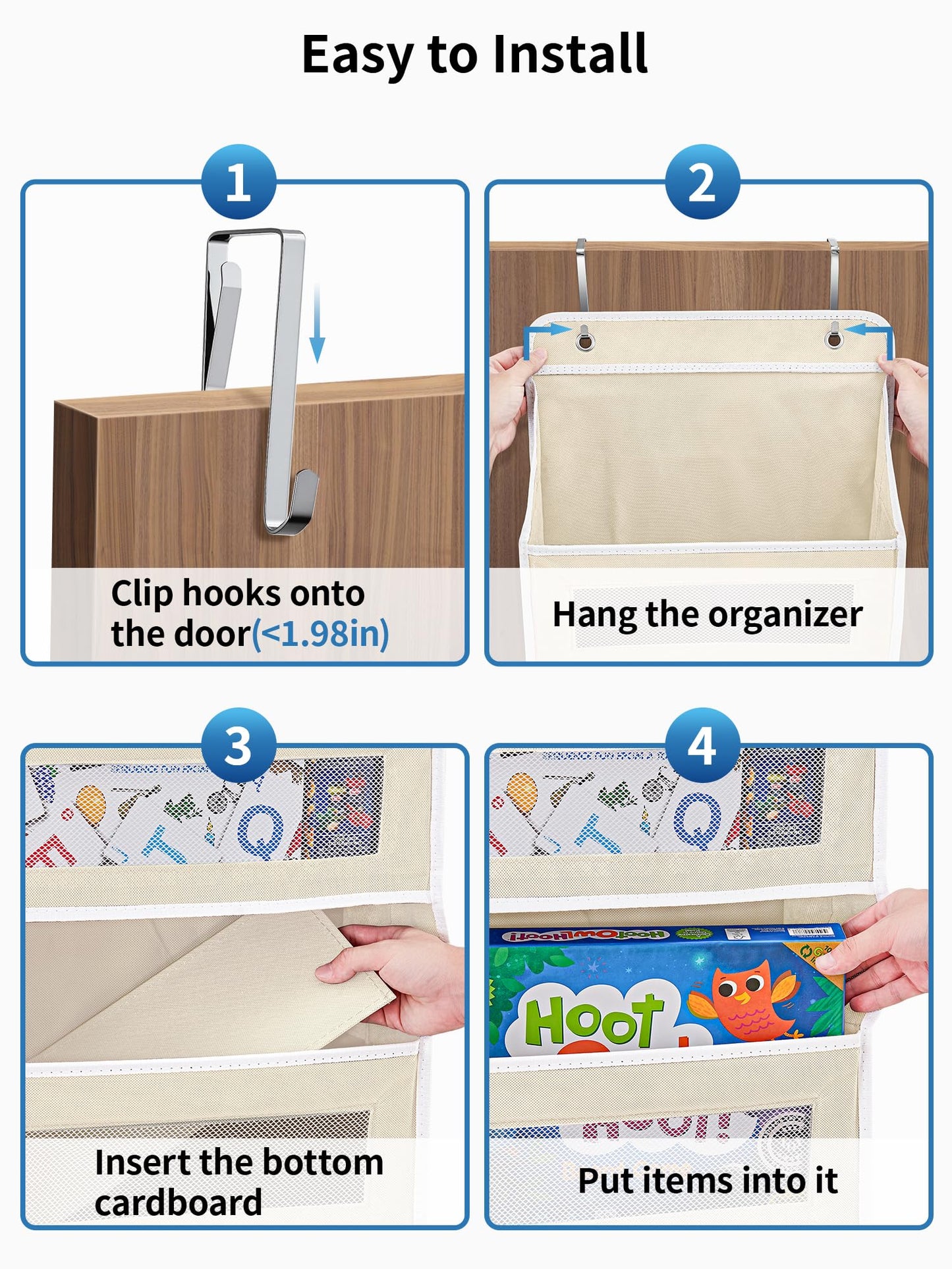JARLINK Over the Door Organizer for Bedroom, Pantry Bathroom, 5 Shelf Beige
