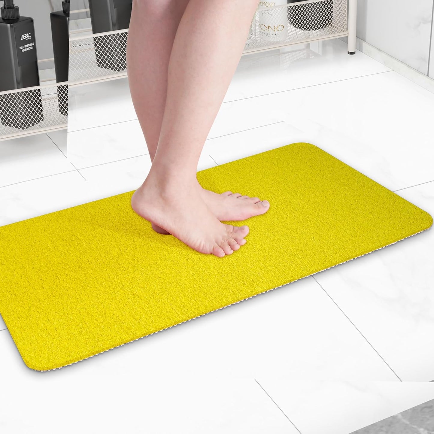 Non-Slip Bathtub Mat, Anti Slip Shower Mat, Fast Drying Bathtub Mats, Foot Scrubber Mat, Anti Slip Mat for Tub, Floor, Bathroom, Kitchen, Home, Hotel (Yellow 40"×16")