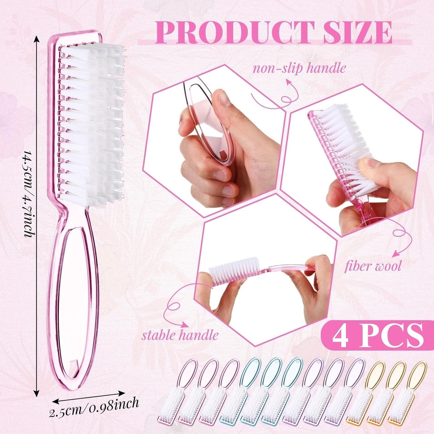 Patelai 12 Pcs Handle Grip Nail Brush Bulk Colorful Nail Scrubber Fingernail Brushes Hand Toes Cleaning Brushes Pedicure Scrubbing Tool for Men and Women, Multicolor Brush