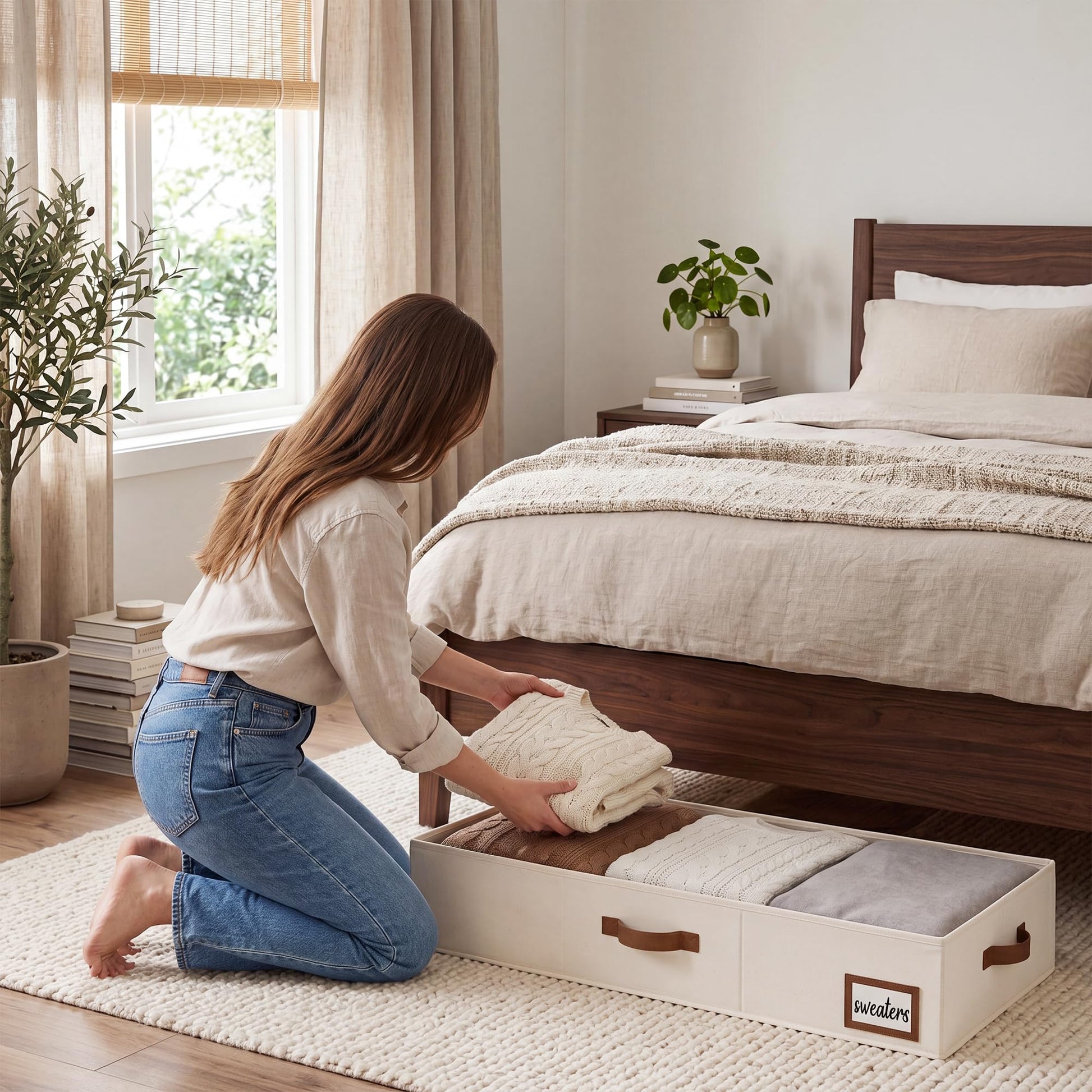 StorageWorks 6 Inch Low Profile Under Bed Storage Containers with Clear Lid
