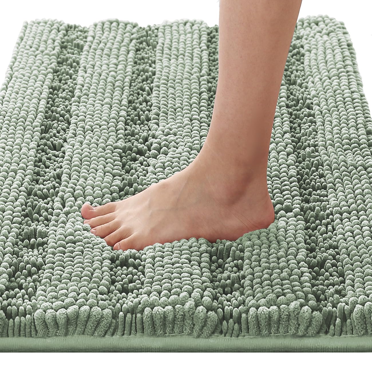 H.VERSAILTEX Bath Rugs for Bathroom Non Slip Bath Mats Extra Thick Chenille Striped Rug 20" x 32"