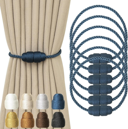 Magnetic Curtain Tiebacks Rope Tie Backs 6 Pack Curtains Holders for Drapes Decorative Window