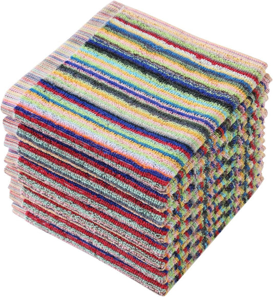 Oeleky Kitchen Dishcloths for Washing Dishes, Ultra Absorbent Dish Rags, Cotton Cleaning Cloths Pack of 8, 12x12 Inches (Multi-1, 12x12 inch)