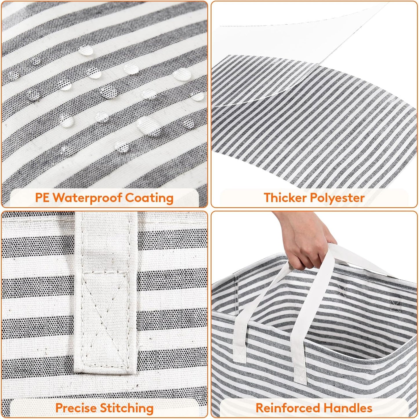 Lifewit 3 Pack Laundry Hamper Large Collapsible Laundry Baskets, Freestanding Waterproof Clothes Hamper with Easy Carry Handles in Laundry Room Bedroom Bathroom College Dorm for Adults, Black, 3 x 80L