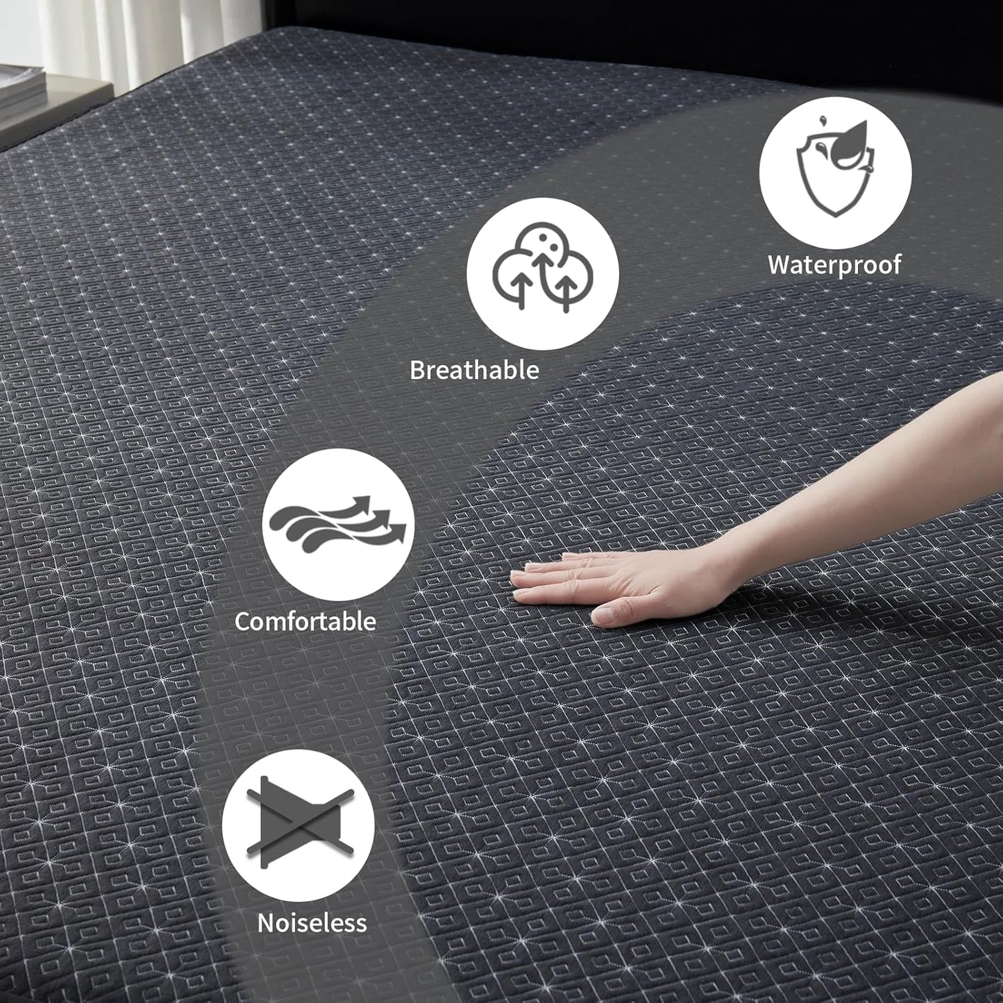 BEDLORE Waterproof Twin XL Mattress Protector, Noiseless Mattress Cover with Stretchable Pockets for 6-15 inches Mattress,Soft Breathable Mattress Pad College Dorm Size for Back to School (Dark Gray)