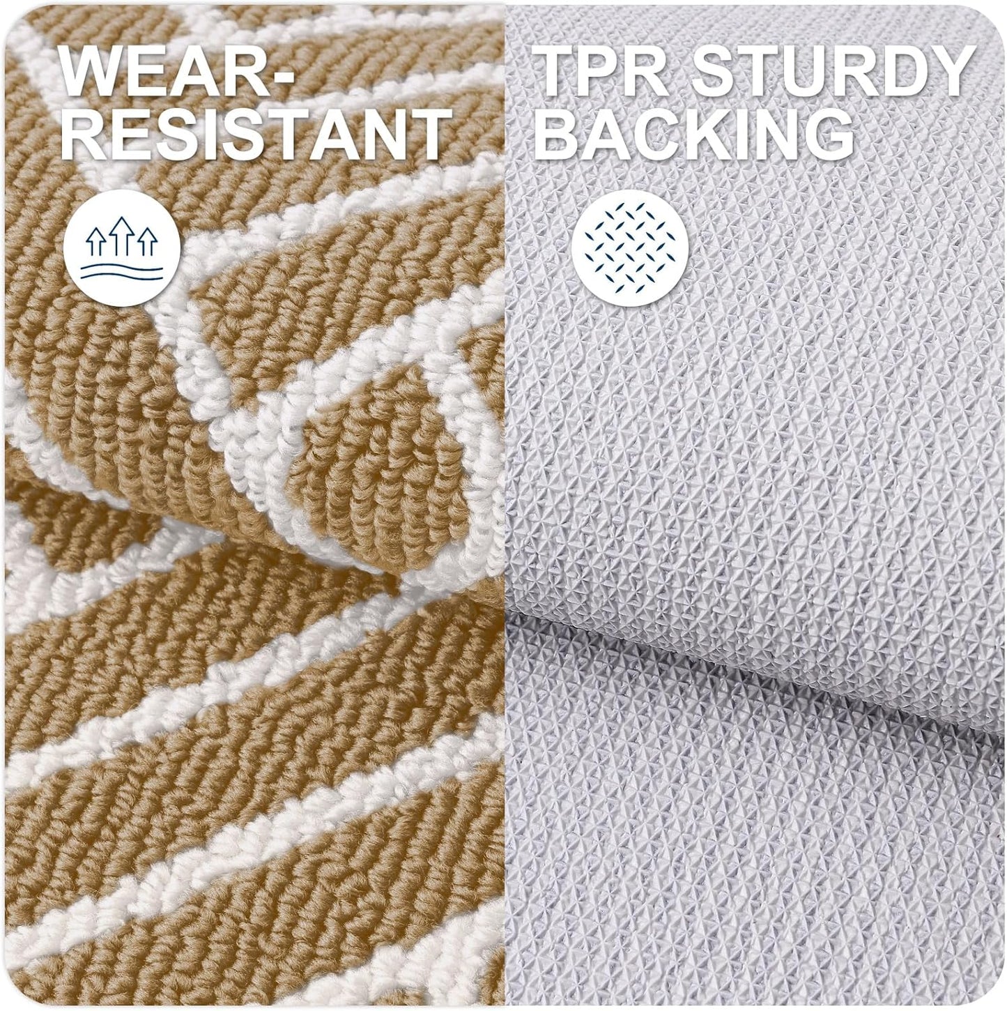 OLANLY Indoor Door Mat, 36x24 Inch, Dirt Resistant and Absorbent, Non-Slip Rubber Backing Floor Mats, Easy Clean Low-Profile Doormat for Entryway, Front Door, and Inside Entrance, Beige