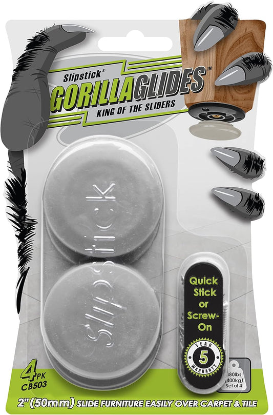 GorillaGlides CB503 2 Inch Furniture Sliders/Screw On Glide Floor Protectors (Set of 4 Glides)