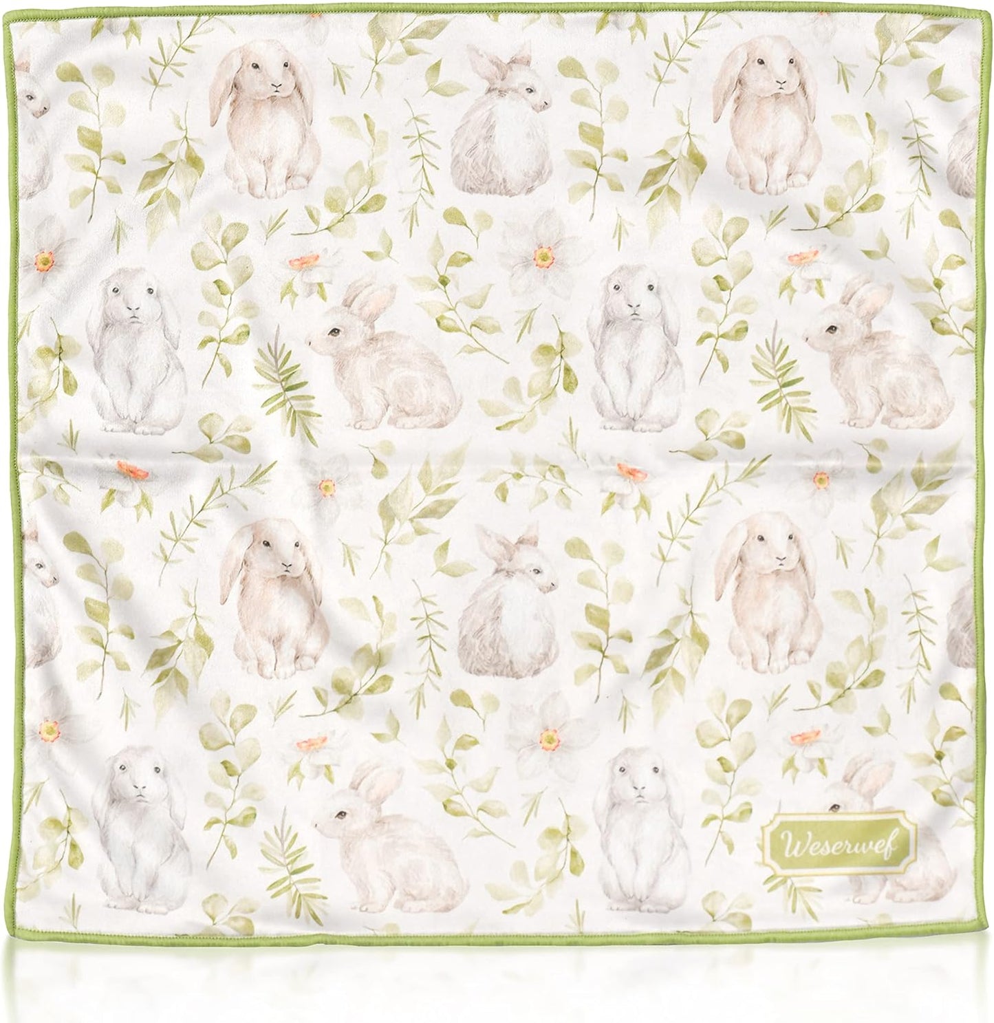 WESERWEF Design Microfiber Glasses Cleaning Cloth – Premium Cleaning Cloth for Eyeglasses, Screens, Tablets, Cameras & Lenses, 12" x 12", Ultra-Soft & Scratch-Free (Rabbits)