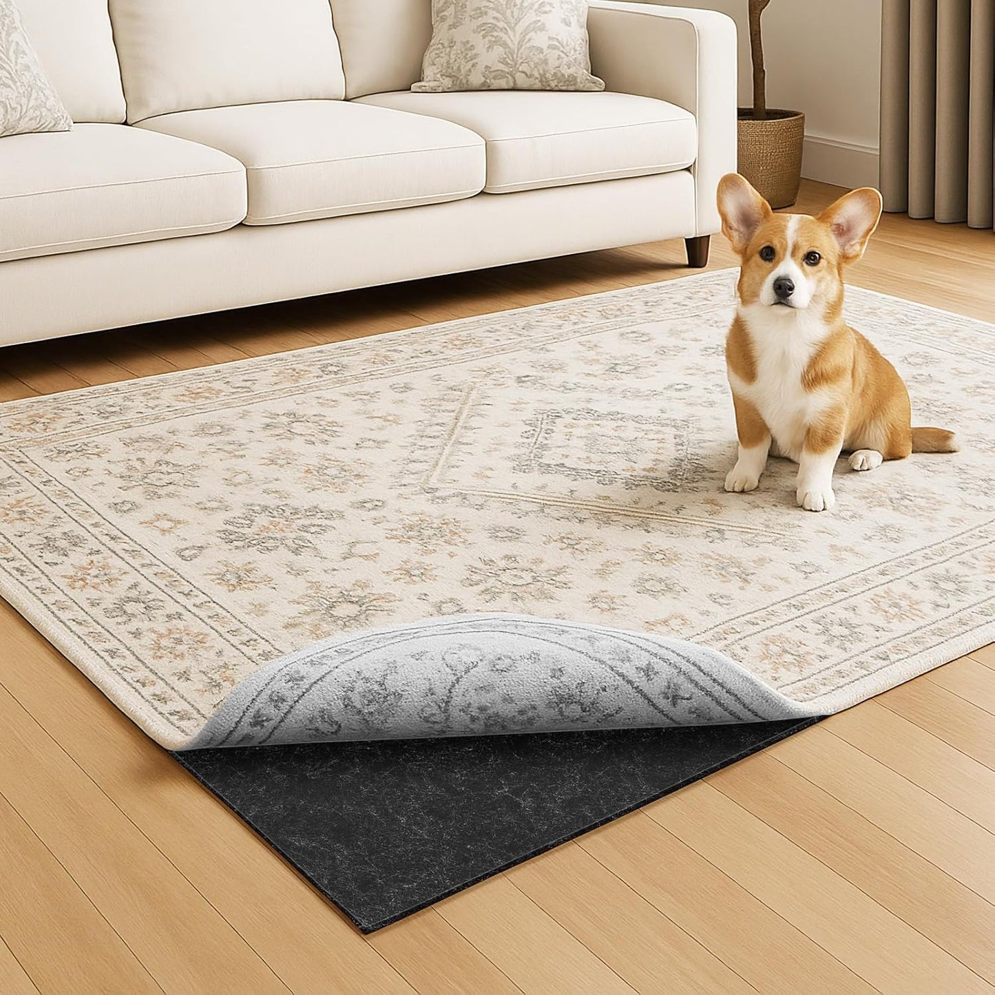 Warmstar 5x7 FT Non Slip Rug Pad,100% Waterproof Felt Rug Pad for Hardwood Floors,1/2” Thick Soft