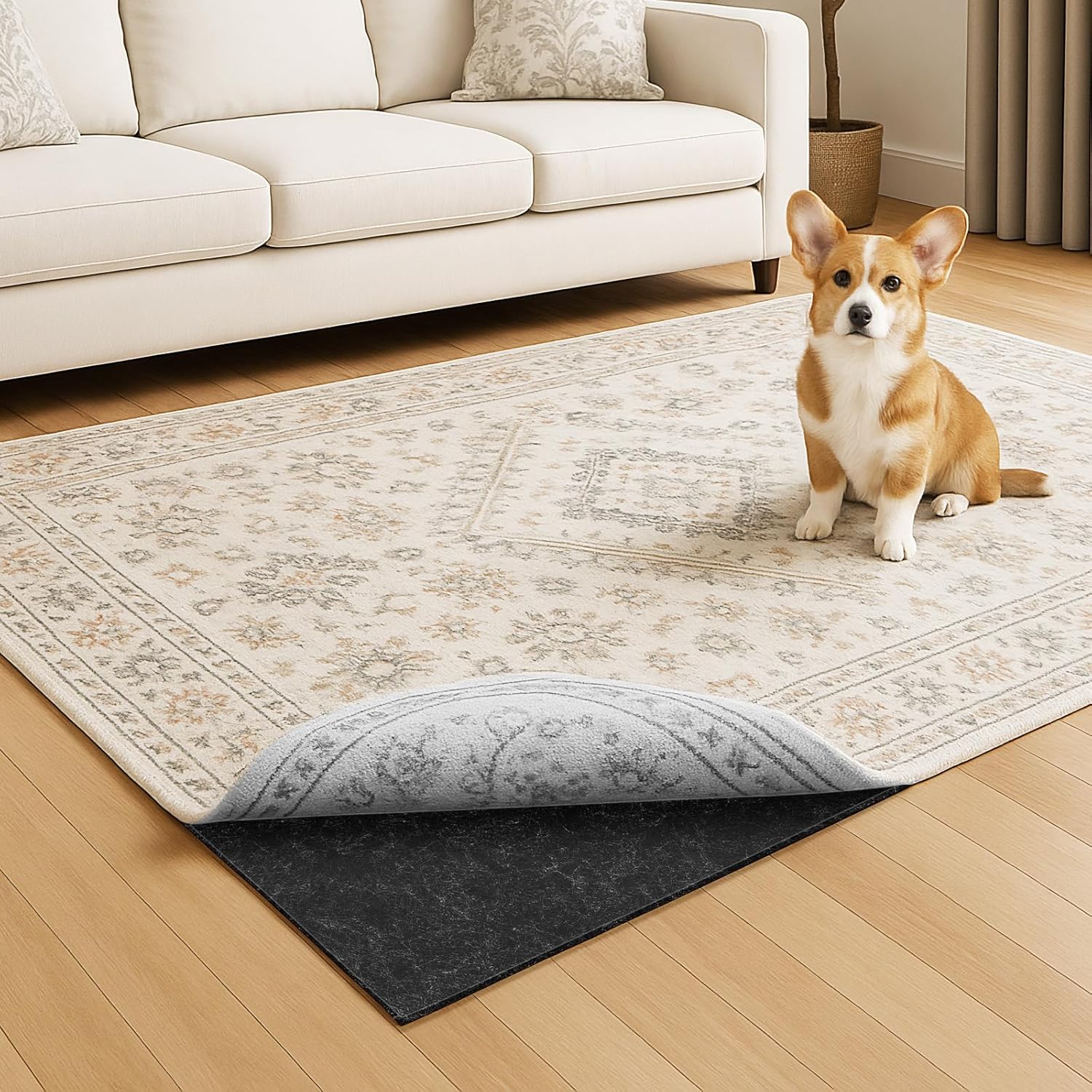 Warmstar 5x7 FT Non Slip Rug Pad,100% Waterproof Felt Rug Pad for Hardwood Floors,1/2” Thick Soft