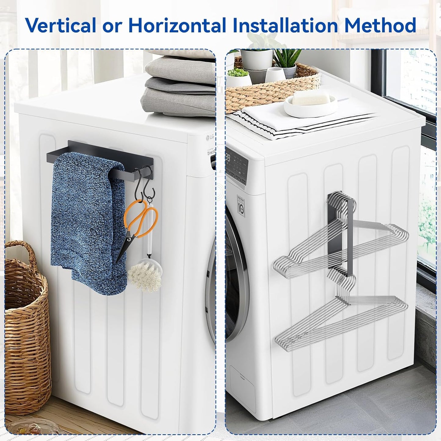 Magnetic Dryer Ball Holder and Magnetic Hanger Holder for Laundry Room Organization and Storage, Magnetic Lint Bin for Laundry Room, Iron Basket Dryer Ball Container for Laundry Room Storage (Gray)