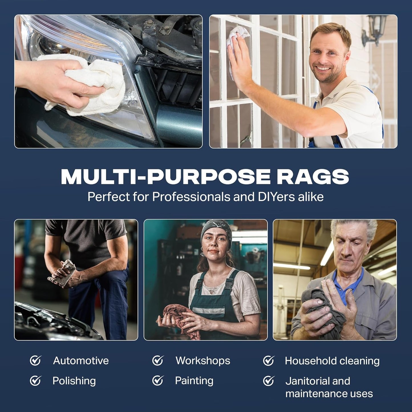 Angel-in-Armor Colored T-Shirt Rags – 50lb Bulk Box of Recycled Cotton Knit Shop Rags – Low Lint Cleaning Cloths for Mechanics, Oil Changes, Industrial and Commercial Use