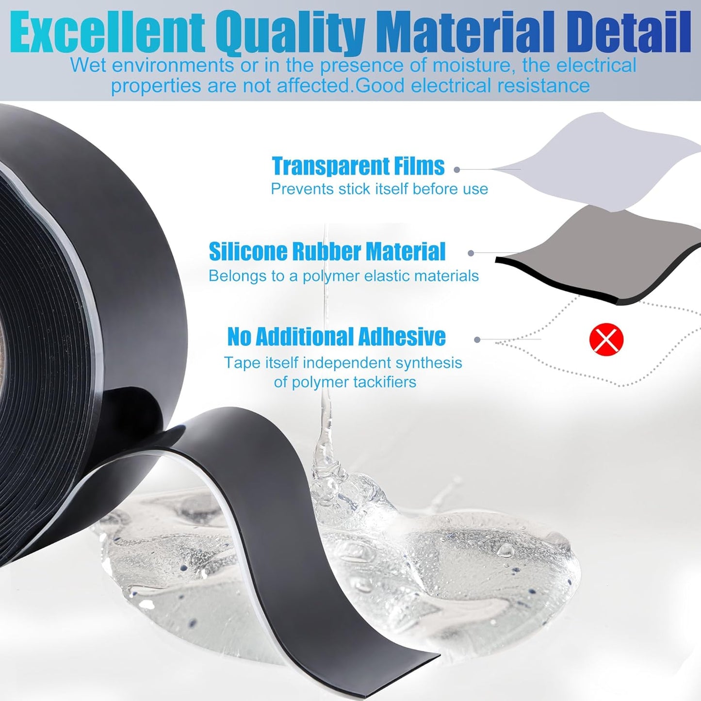 Lichamp Seal Self Fusing Silicone Tape, 1 Inch x 10 Feet x 10 Rolls, Total 100 Feet for Plumbing Leak Repair and Electric Wire Wrapping Tape