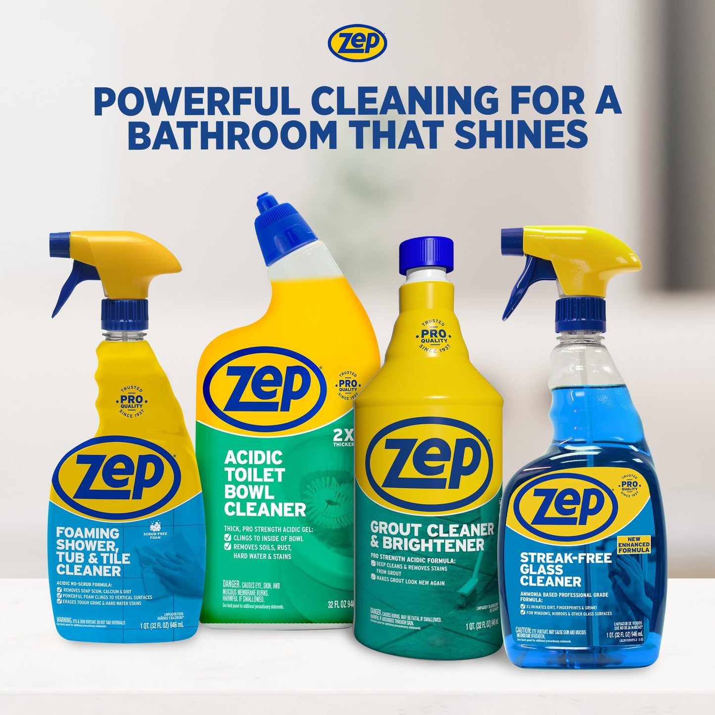 Zep Grout Cleaner and Brightener - 32 Ounce (1 Bottle) - ZU104632 - Deep Cleaning Formula Removes
