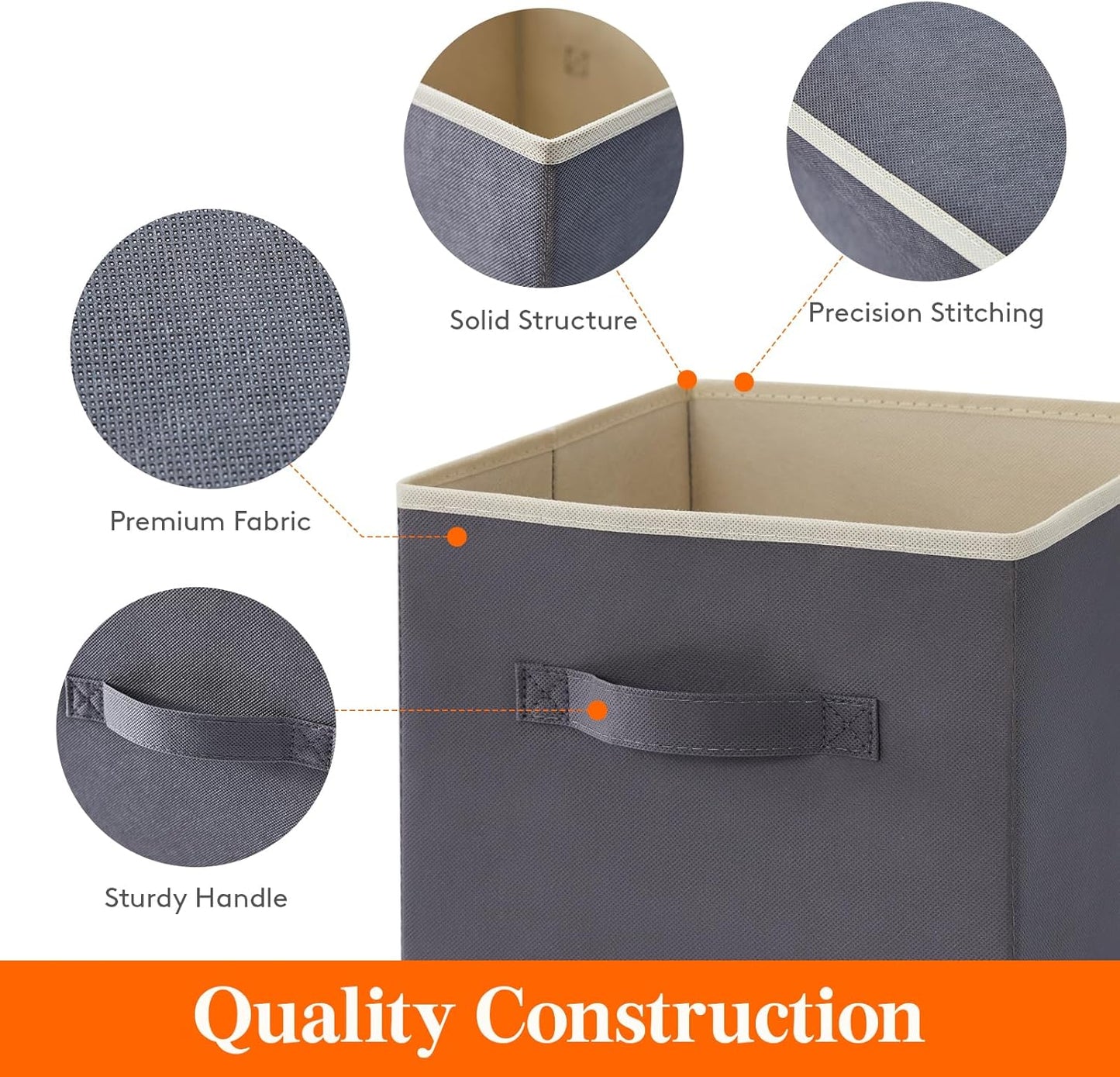 Lifewit Set of 10 Fabric Storage Cubes, Foldable Storage Box, Storage Box with Handles, Basket and Storage Boxes for Clothes, Toys, 33 x 33 x 33 cm, Grey