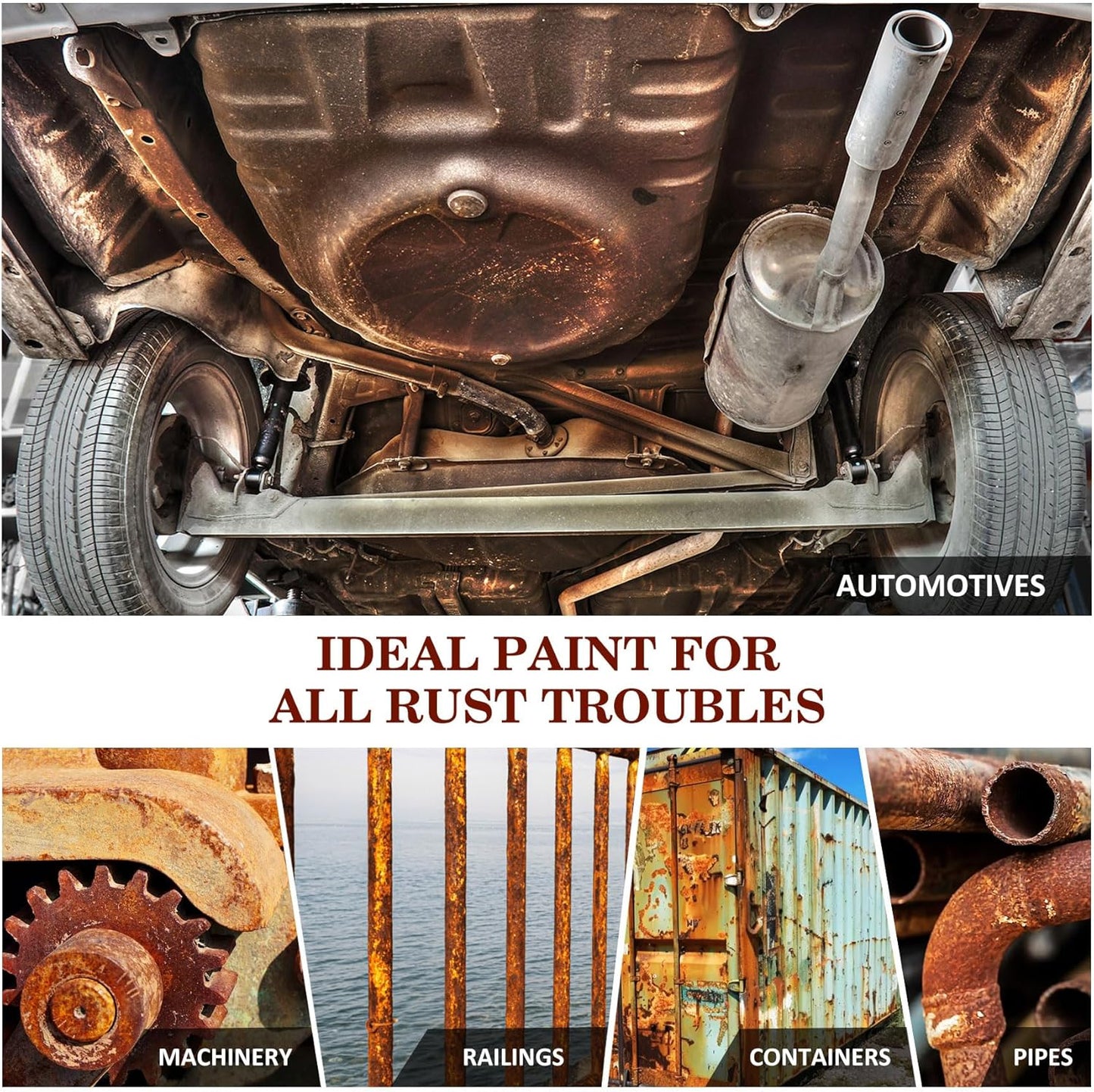 Rust Converter for Metal - Black Metal Primer and Rust Remover, Reformer ＆ Encapsulator, Long-lasting Anti-Rust Effect, Inhibitor Paint for Cars and Various Surfaces - 64 fl. oz