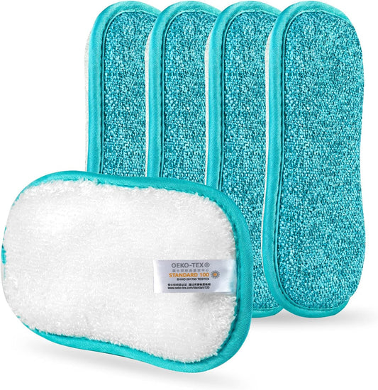 Kitchen Dish Sponge Scrubber Non Scratch, Dishcloth No Odor Reusable Washable Multipurpose Scrub Pads Sponges Heavy Duty for Dawn Dish Soap Cleaning of Sink Pans