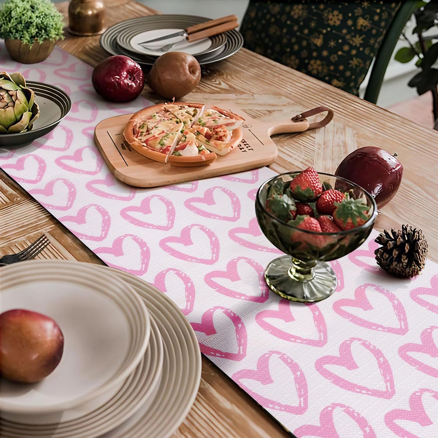 Pink Heart Drawer Liner for Cabinets, Shelf Liner Non-Adhesive and Strong Non-Slip Cabinet Drawer Liners for Kitchen,Table,Bookshelves,Waterproof Cupboard Liners,12IN x 10FT