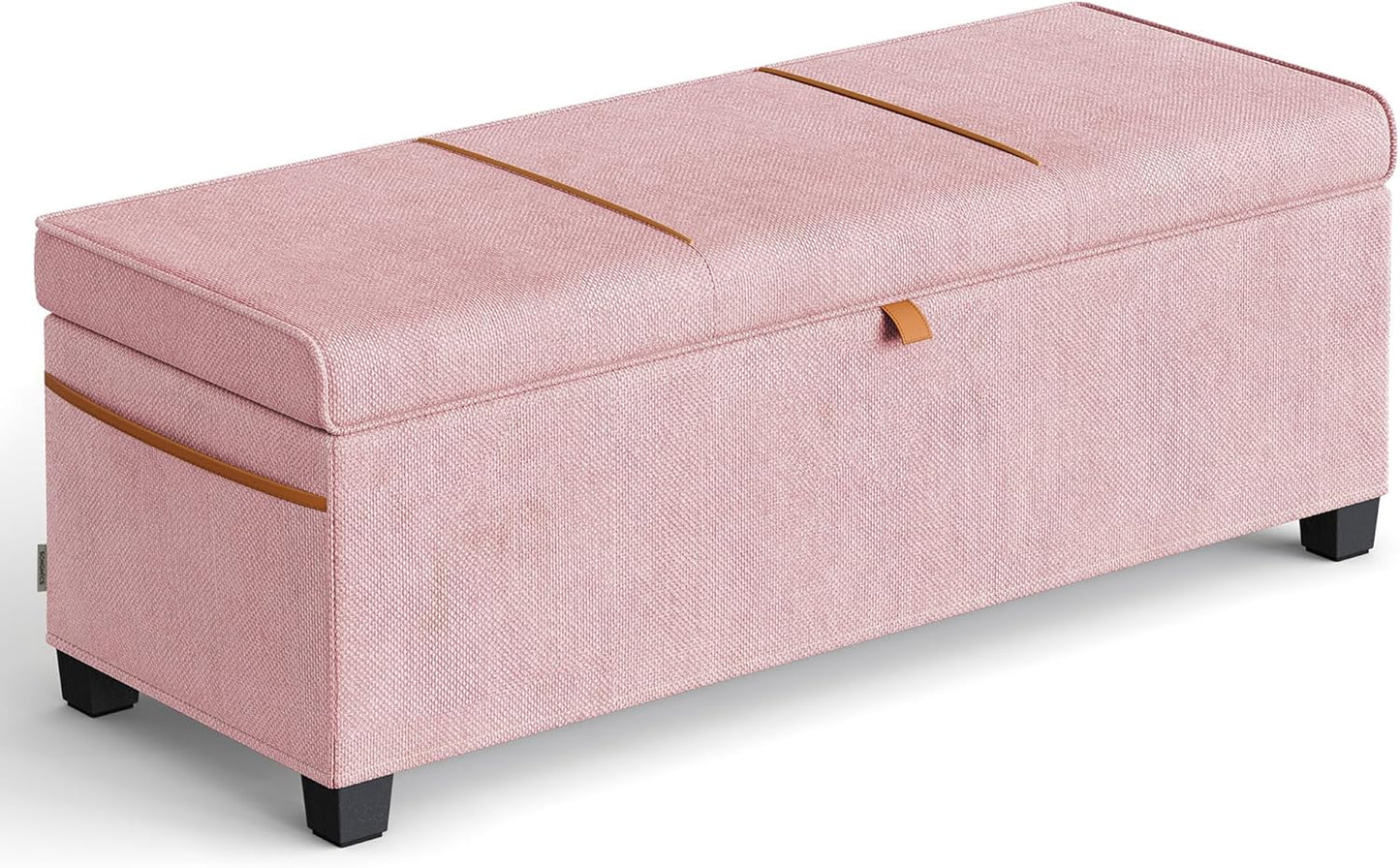 SONGMICS Storage Ottoman Bench, Storage Chest, 15.7 x 43.3 x 15.7 Inches, End of Bed Bench, 27 Gal. (103 L), for Bedroom, Entryway, Living Room, Jelly Pink ULSF533R01