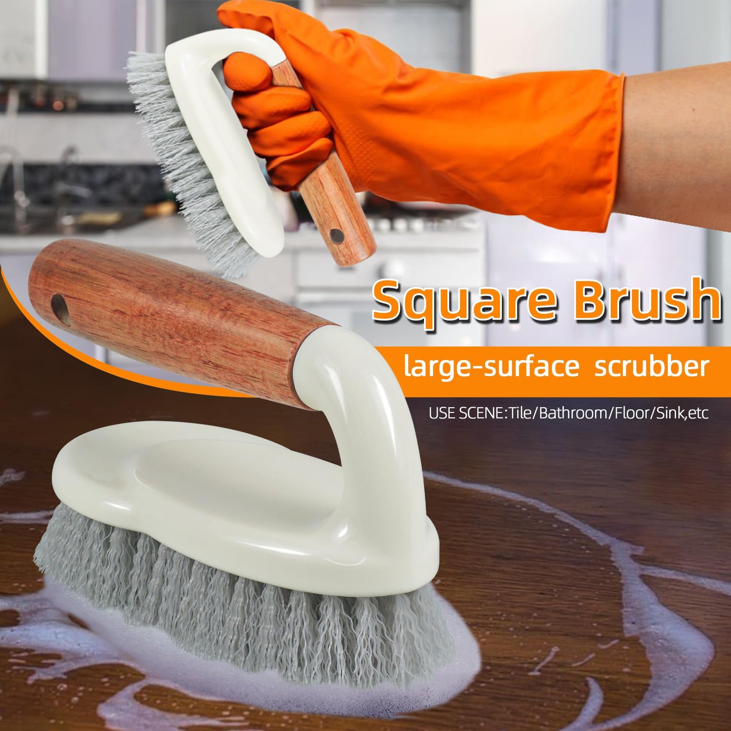 5-Pack Heavy Duty Scrub Brushes Set with Wooden Handles