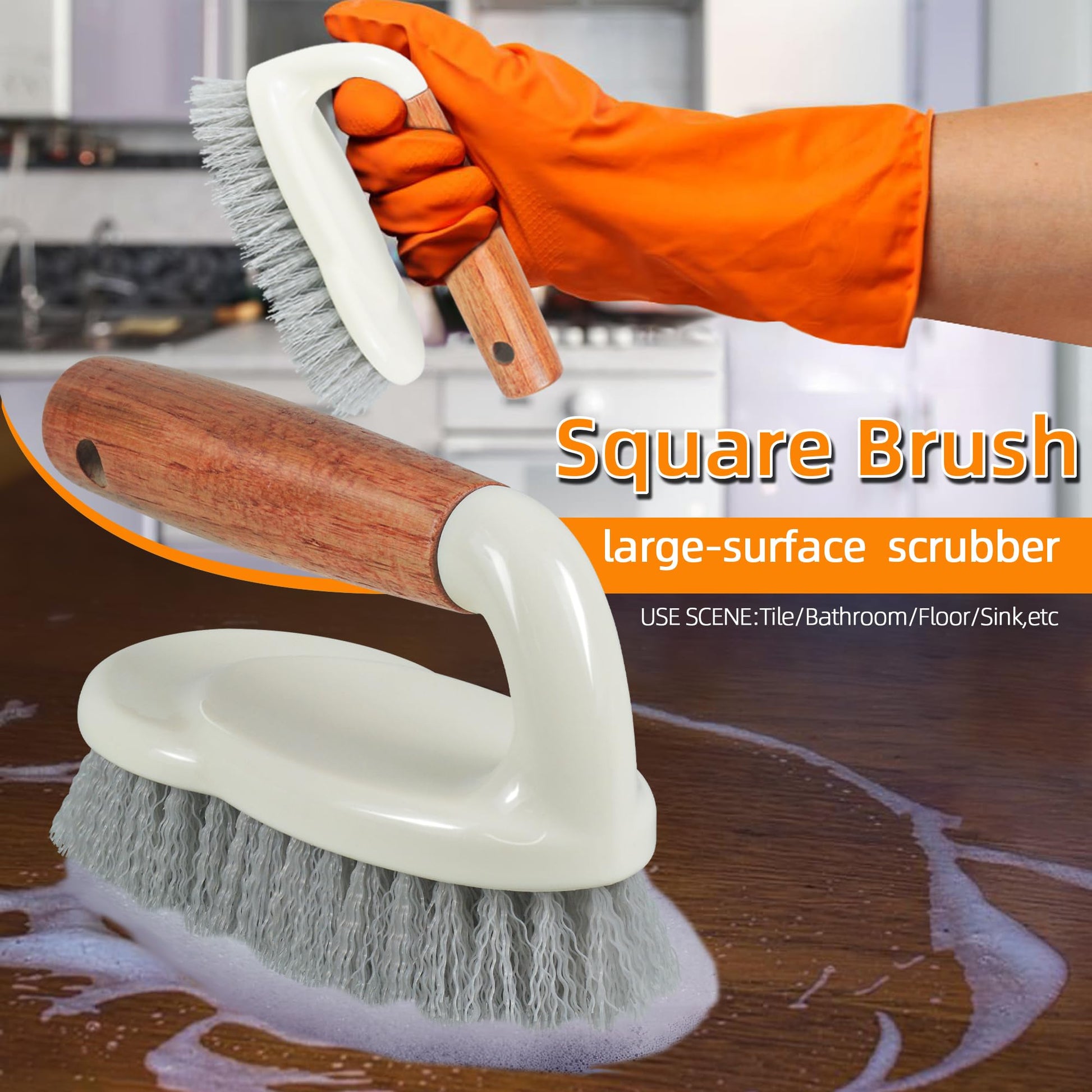 5-Pack Heavy Duty Scrub Brushes Set with Wooden Handles