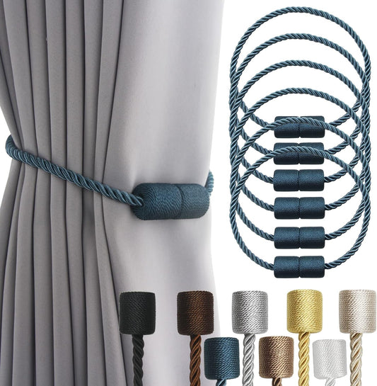 6 Pack Blue Strong Magnetic Curtain Tiebacks Outdoor Elegant Decorative Tie Backs Modern Rope