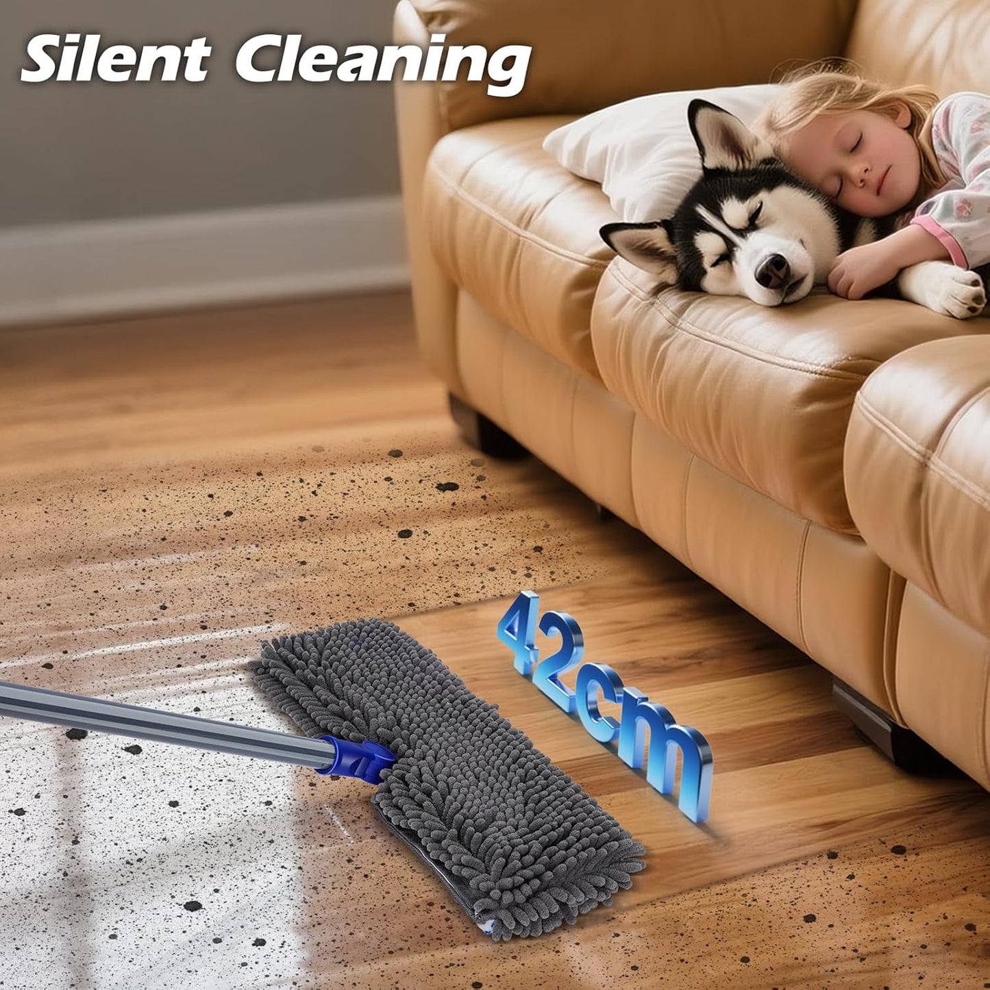 Two Sided Dust Mop Floor Cleaning System, MASTERTOP 360 Microfiber Mop with Stainless Steel Handle,Wet Dry Mop,Flat Flip Mops for Hardwood, Laminate, Vinyl, Tiles,4 Washable Mops Pads