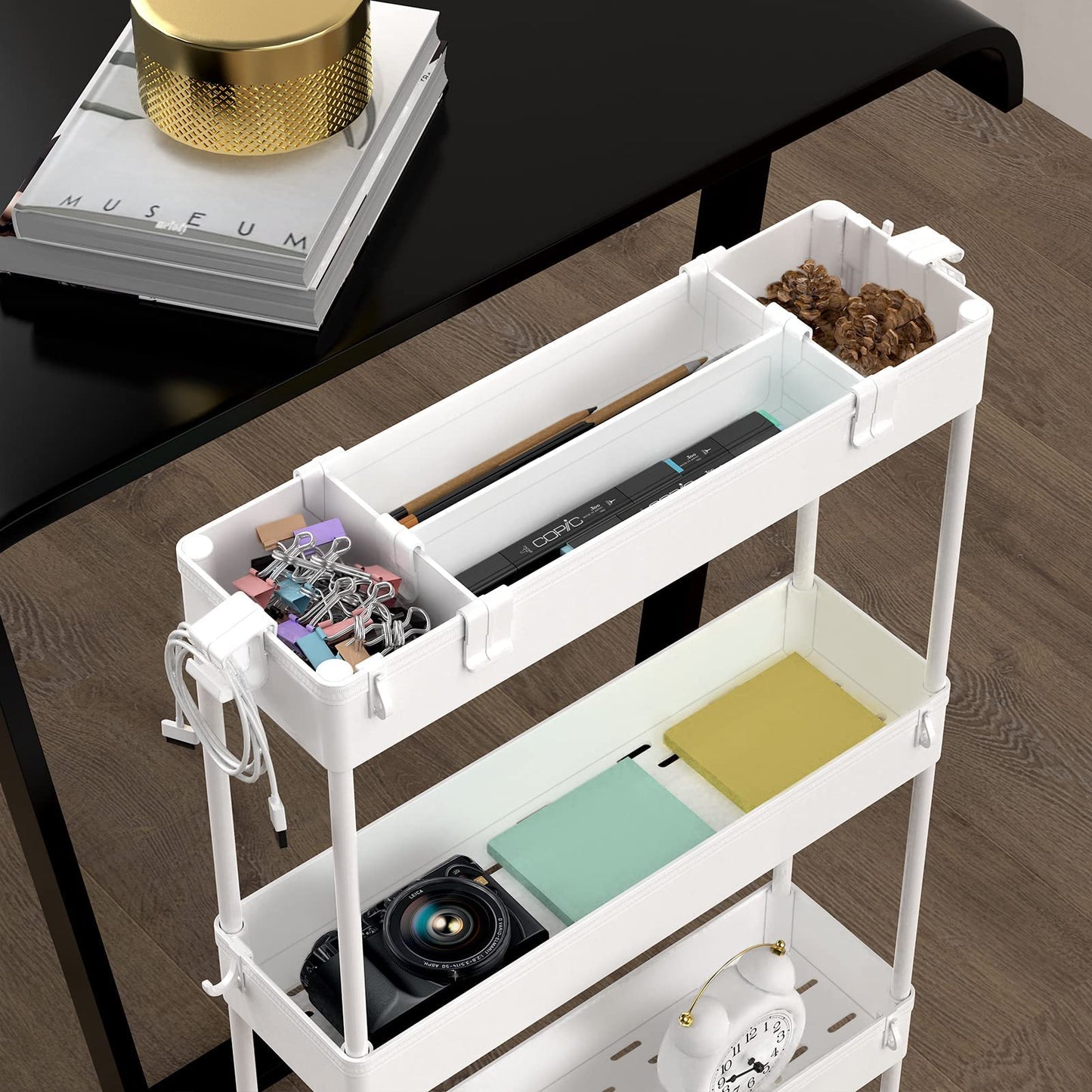 SPACELEAD Slim Storage Cart 4 Tier,Bathroom Organizer Rolling Utility, Mobile Shelving Unit Slide