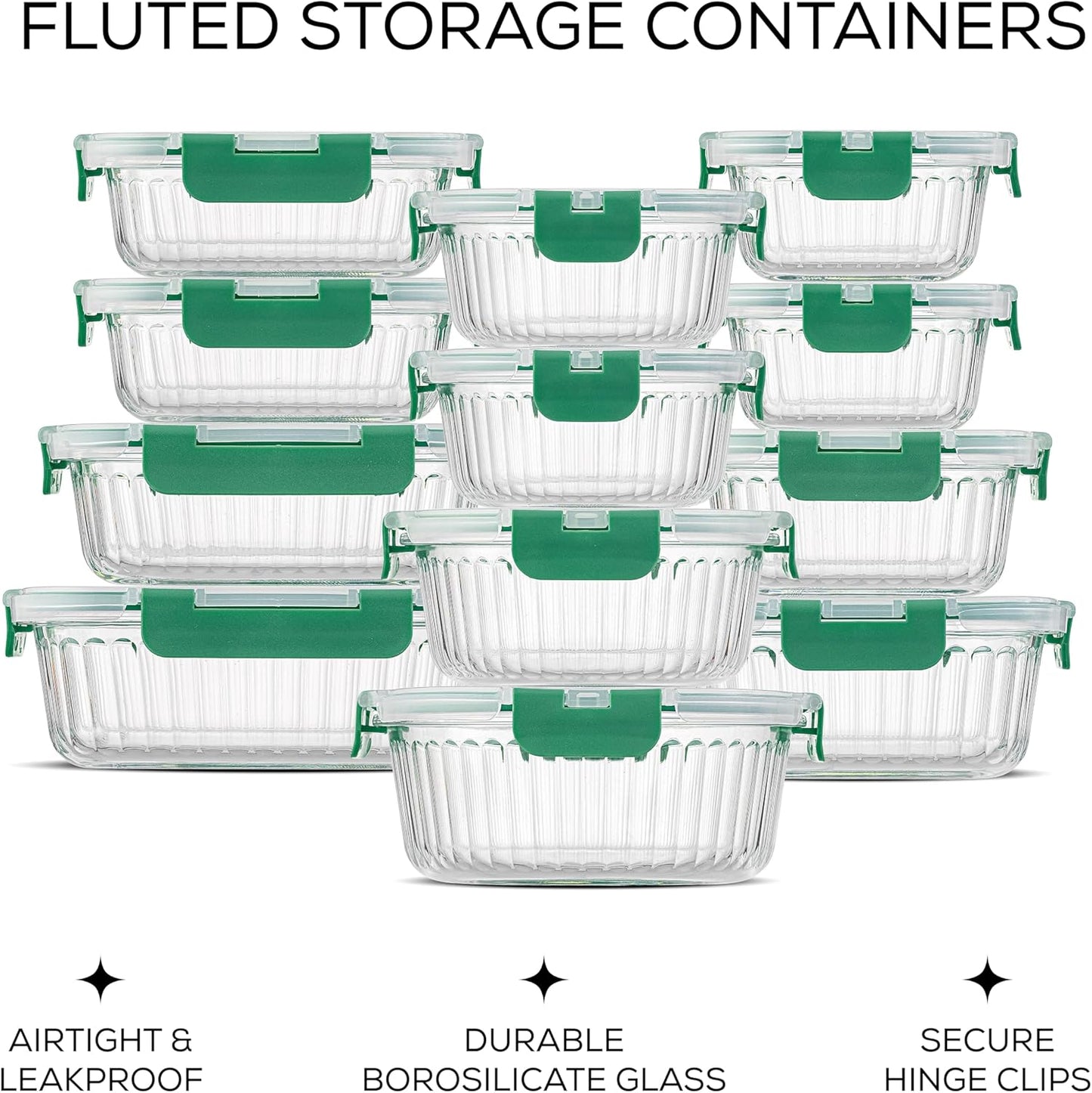 JoyJolt 24pc Borosilicate Glass Storage Containers with Lids | 12 Airtight/Freezer Safe Food Storage Containers for Pantry and Kitchen | Meal Prep Container for Lunch | Glass Tupperware Set