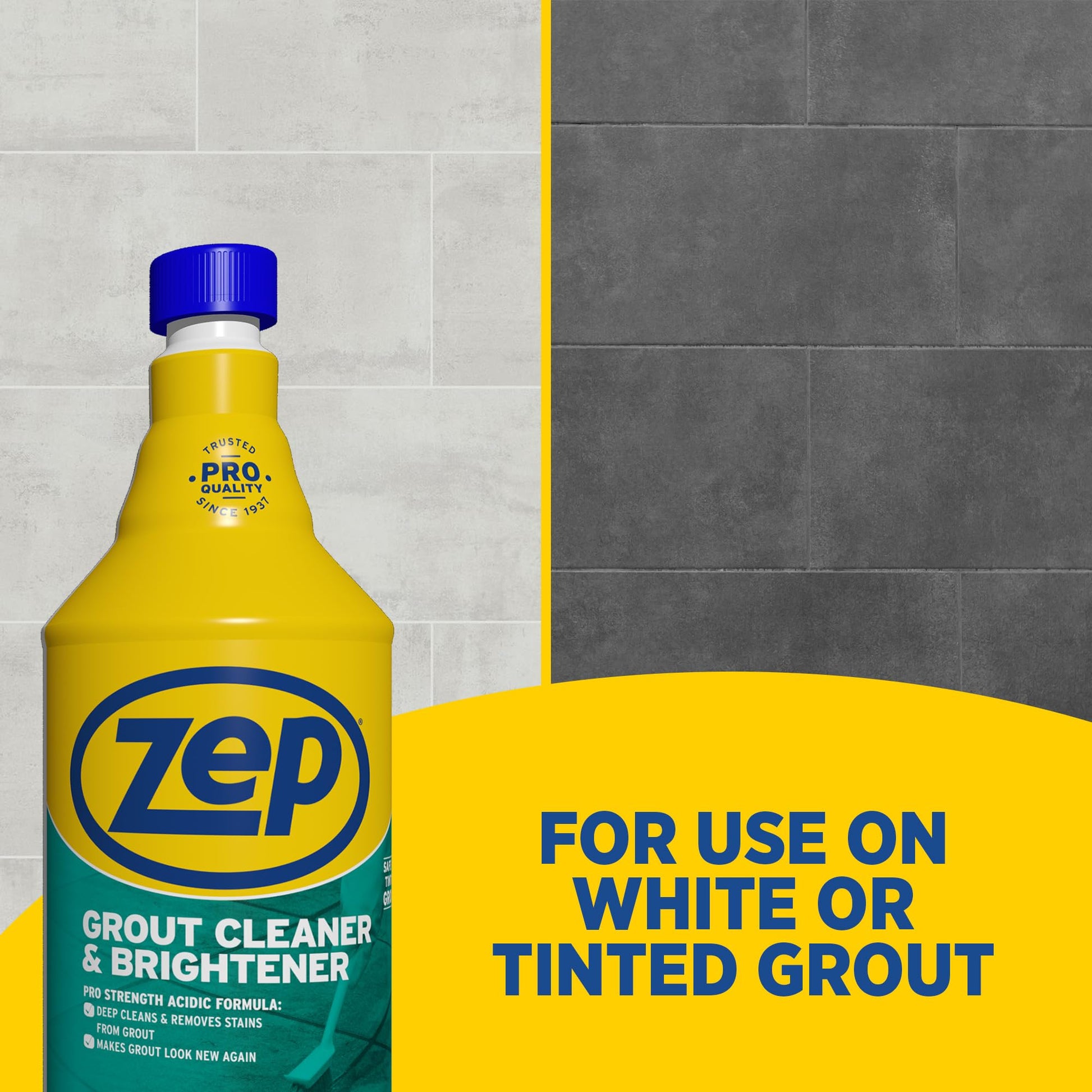 Zep Industrial Grout Cleaner and Brightener - 32 oz (Pack of 4) ZU104632 - Deep Cleaning Pro Formula